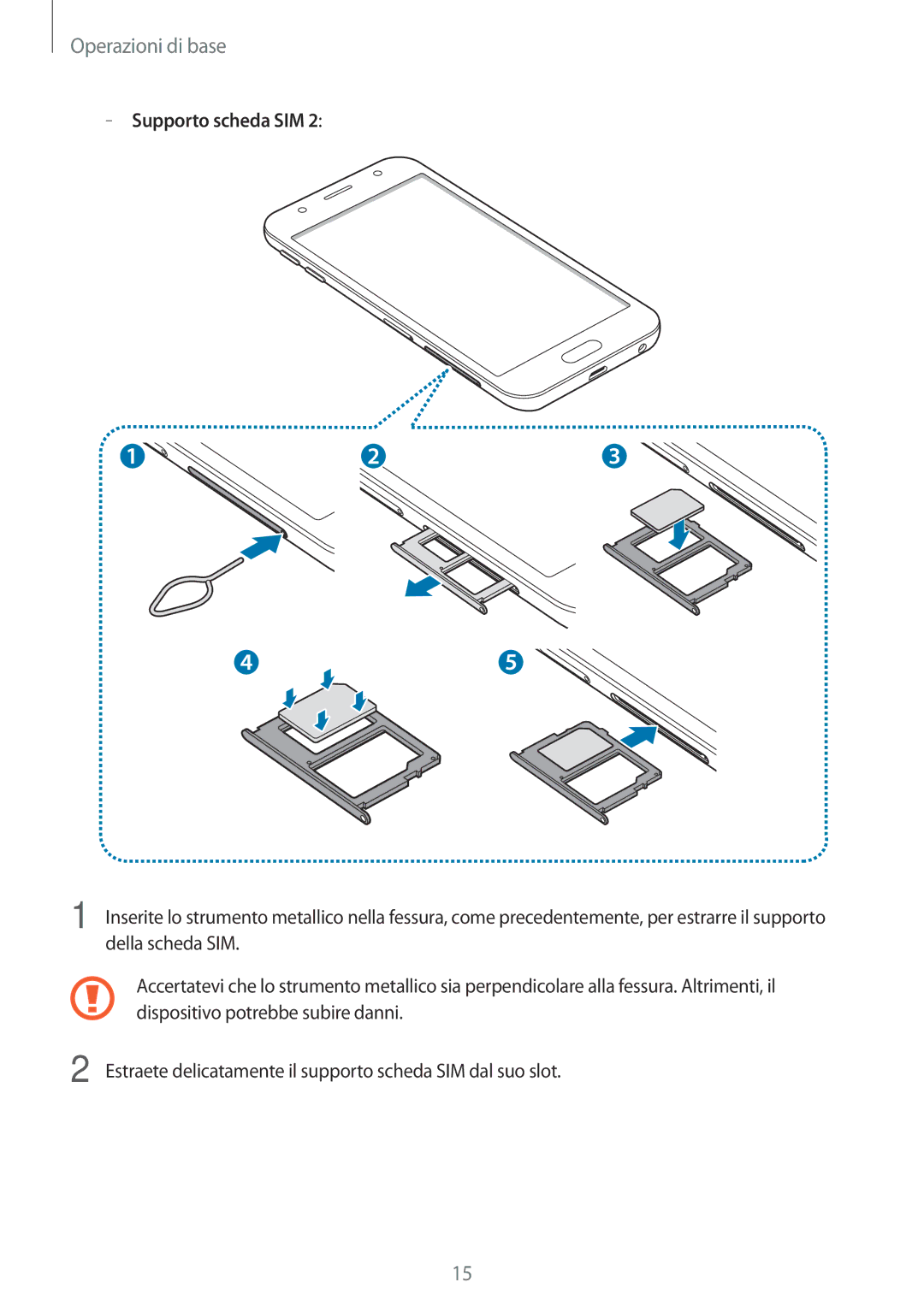 Samsung SM-J330FZSDITV, SM-J330FZKDITV, SM-J330FZSNITV, SM-J330FZDDITV, SM-J330FZKNITV, SM-J330FZDNITV manual Operazioni di base 