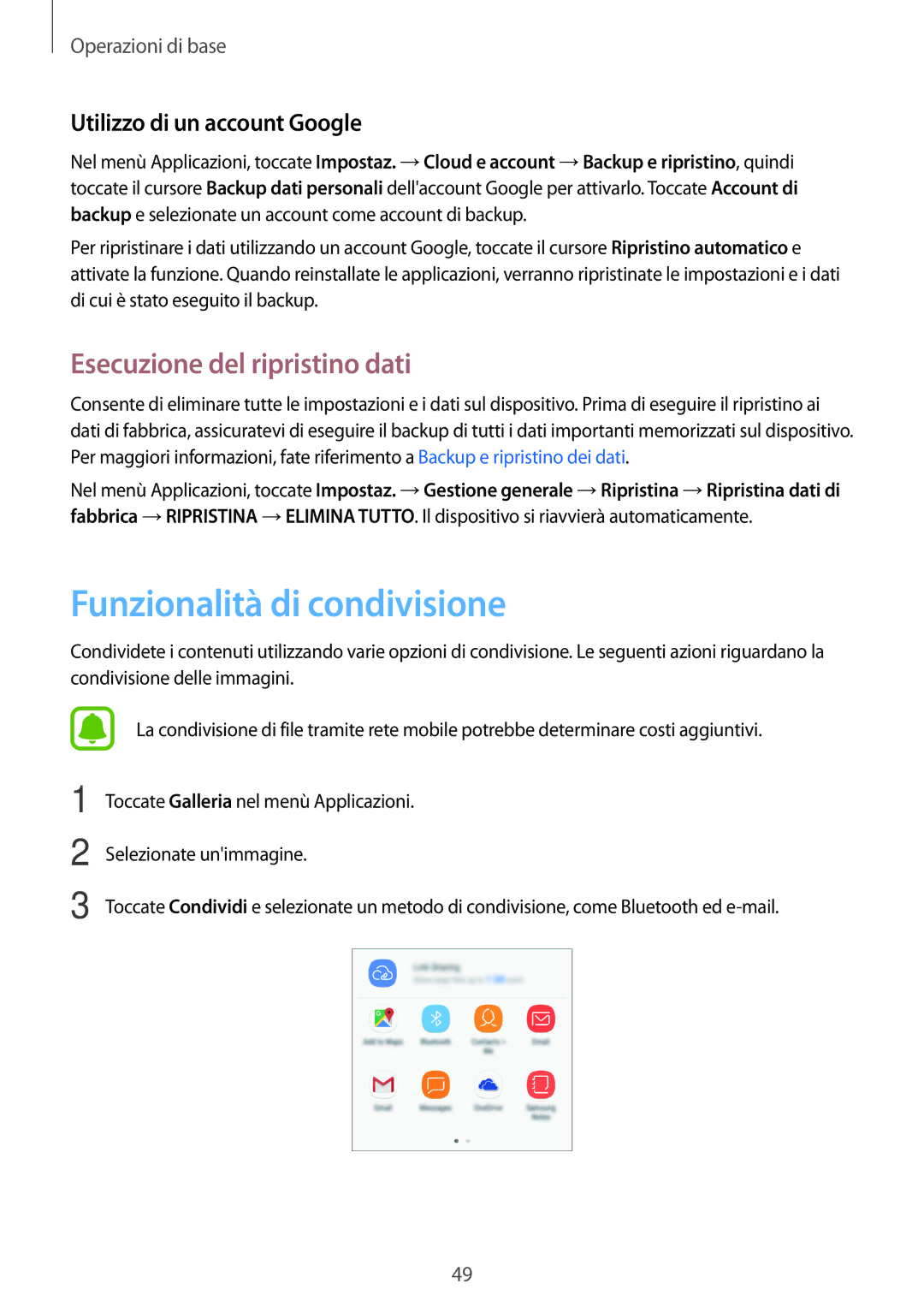 Samsung SM-J330FZSNITV, SM-J330FZKDITV, SM-J330FZDDITV, SM-J330FZSDITV, SM-J330FZKNITV manual Utilizzo di un account Google 