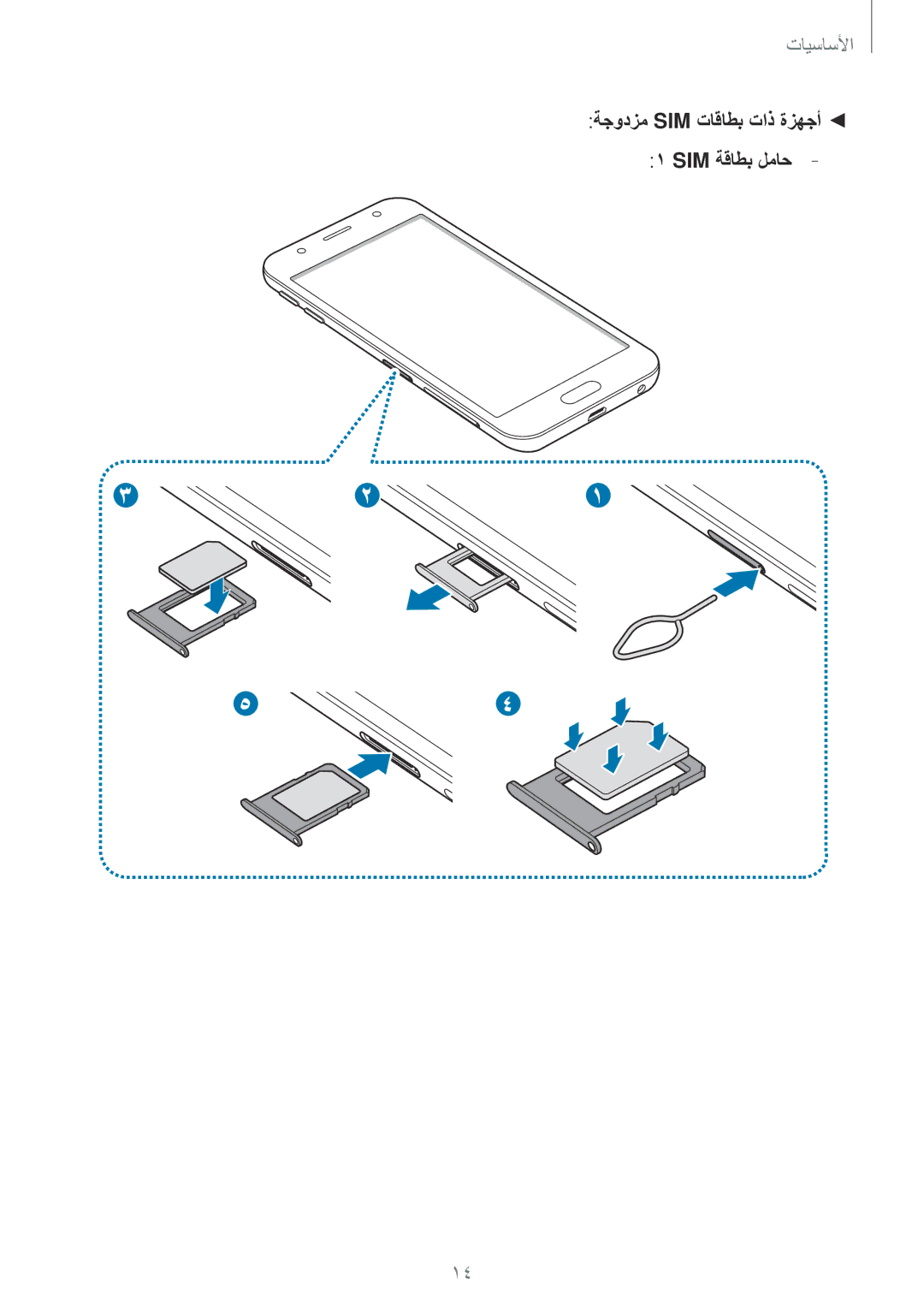 Samsung SM-J330FZKDKSA, SM-J330FZDDKSA manual ةجودزم SIM تاقاطب تاذ ةزهجأ 1 SIM ةقاطب لماح 