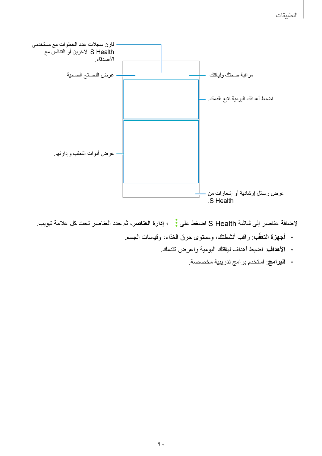 Samsung SM-J330FZKDKSA, SM-J330FZDDKSA manual مسجلا تاسايقو ،ءاذغلا قرح ىوتسمو ،كتطشنأ بقار بقعتلاّ ةزهجأ 