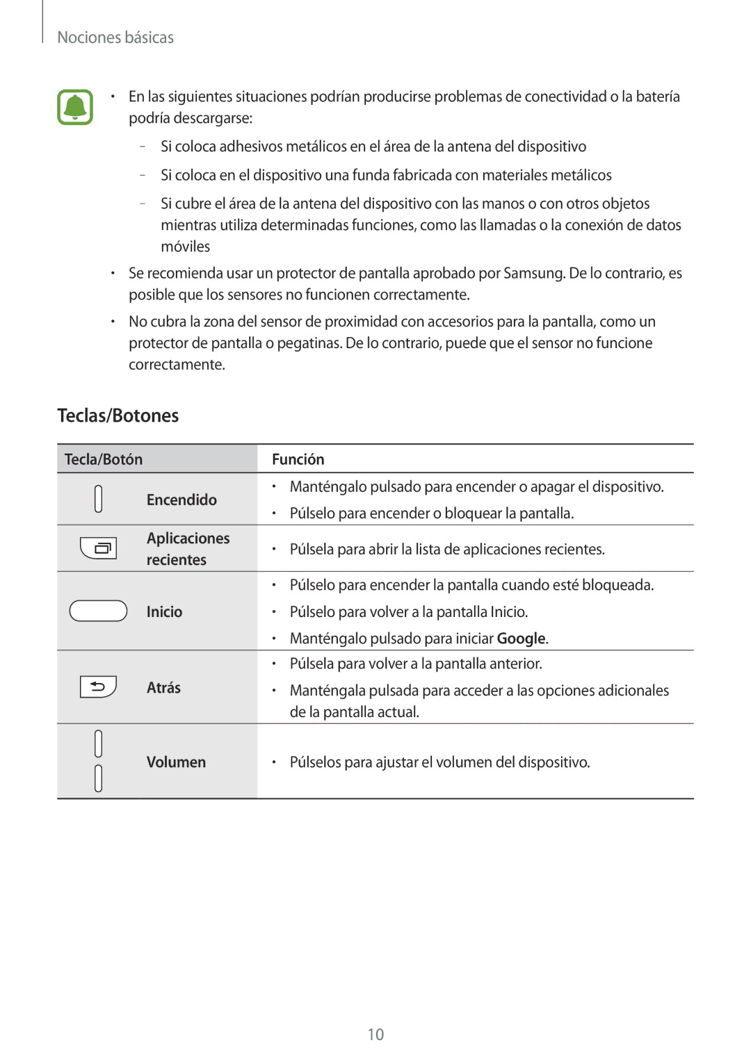 Samsung SM-J330FZKNATL, SM-J330FZKDPHE, SM-J330FZSDPHE, SM-J330FZDDPHE manual Teclas/Botones 