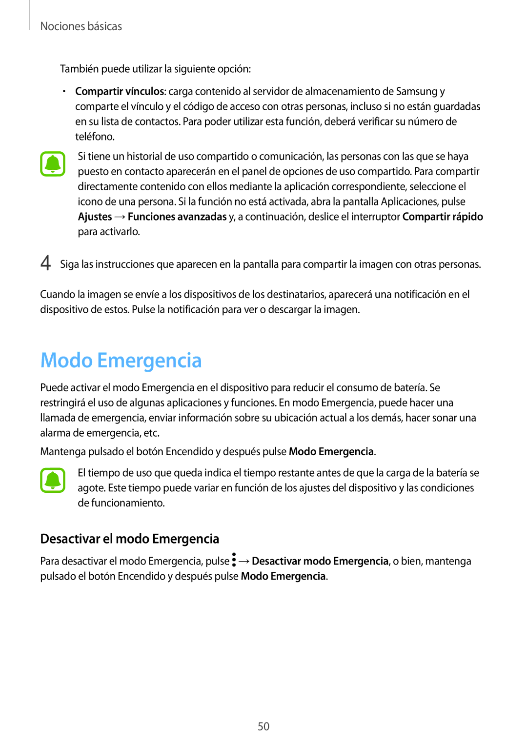 Samsung SM-J330FZKNATL, SM-J330FZKDPHE, SM-J330FZSDPHE, SM-J330FZDDPHE manual Modo Emergencia, Desactivar el modo Emergencia 