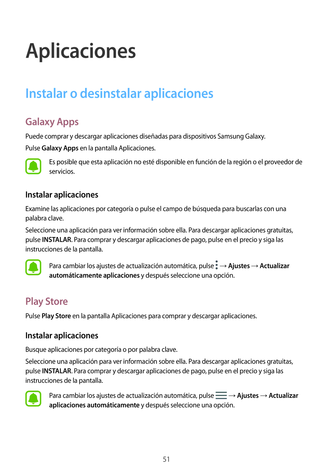 Samsung SM-J330FZDDPHE, SM-J330FZKDPHE Instalar o desinstalar aplicaciones, Galaxy Apps, Play Store, Instalar aplicaciones 