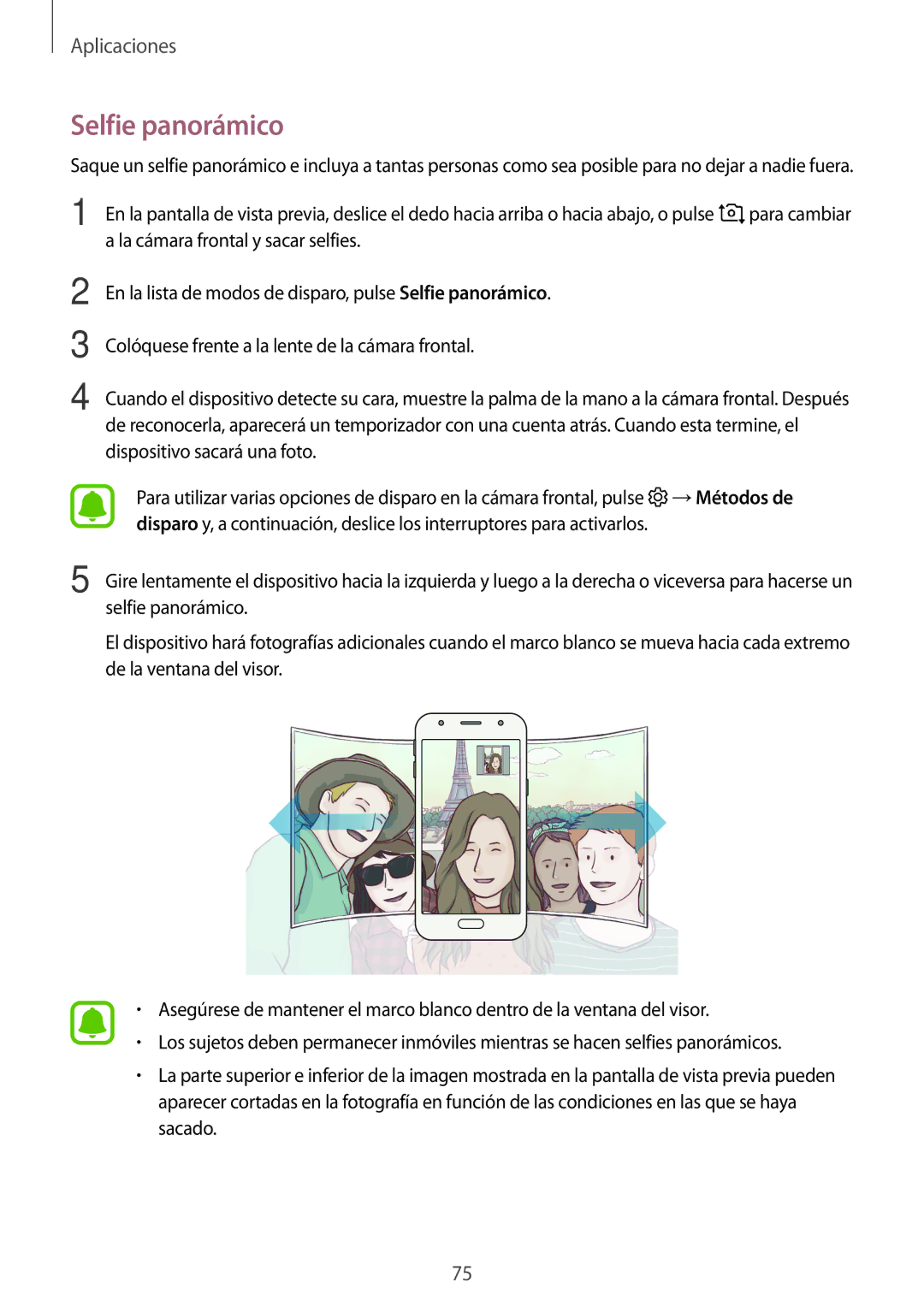 Samsung SM-J330FZDDPHE, SM-J330FZKDPHE, SM-J330FZSDPHE, SM-J330FZKNATL manual Selfie panorámico 