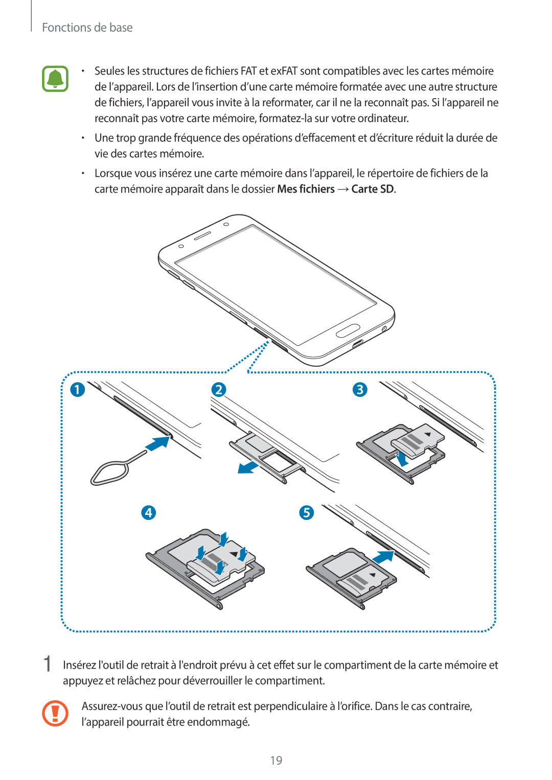 Samsung SM-J330FZDNXEF, SM-J330FZKNXEF, SM-J330FZSNXEF manual Fonctions de base 