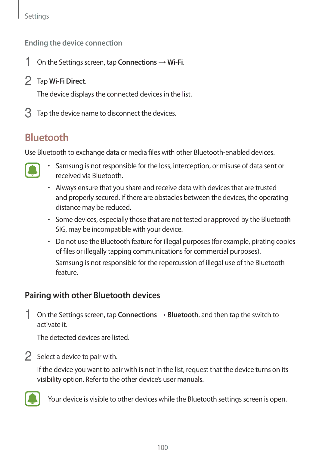 Samsung SM-J330FZDDDBT, SM-J330FZSNDDE, SM-J330FZDNBOG, SM-J330FZKNTCL manual Pairing with other Bluetooth devices 