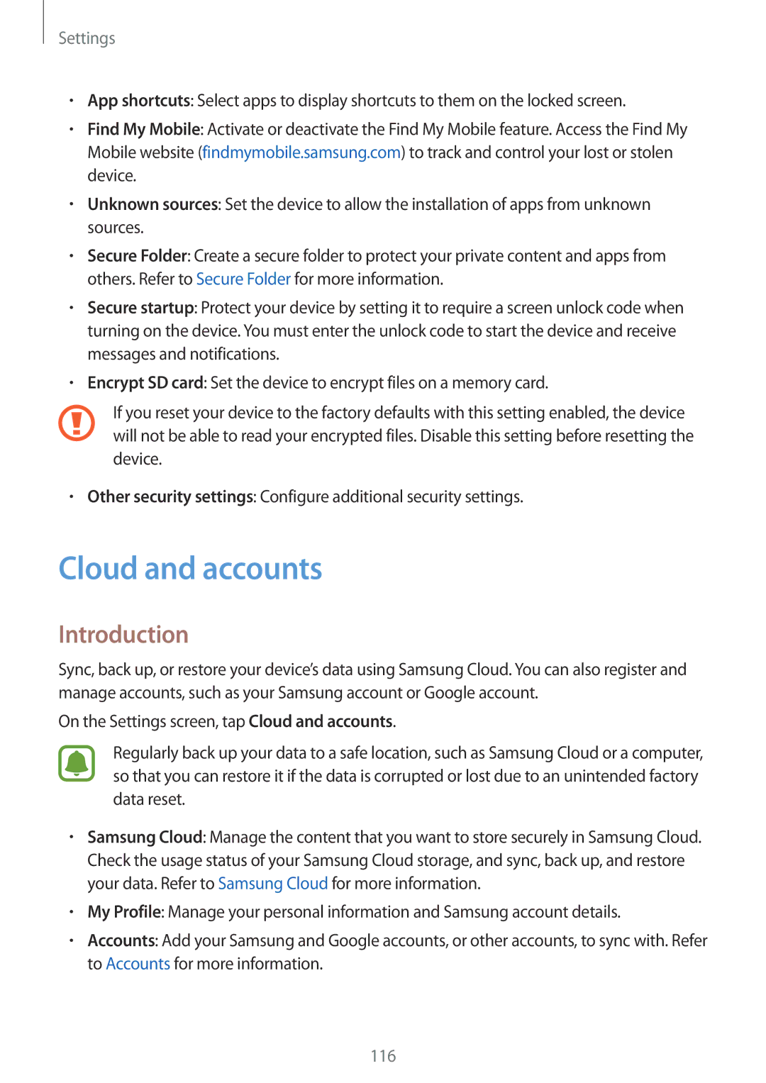 Samsung SM-J330FZSDITV, SM-J330FZSNDDE, SM-J330FZDNBOG, SM-J330FZKNTCL, SM-J330FZSNCOS manual Cloud and accounts, Introduction 