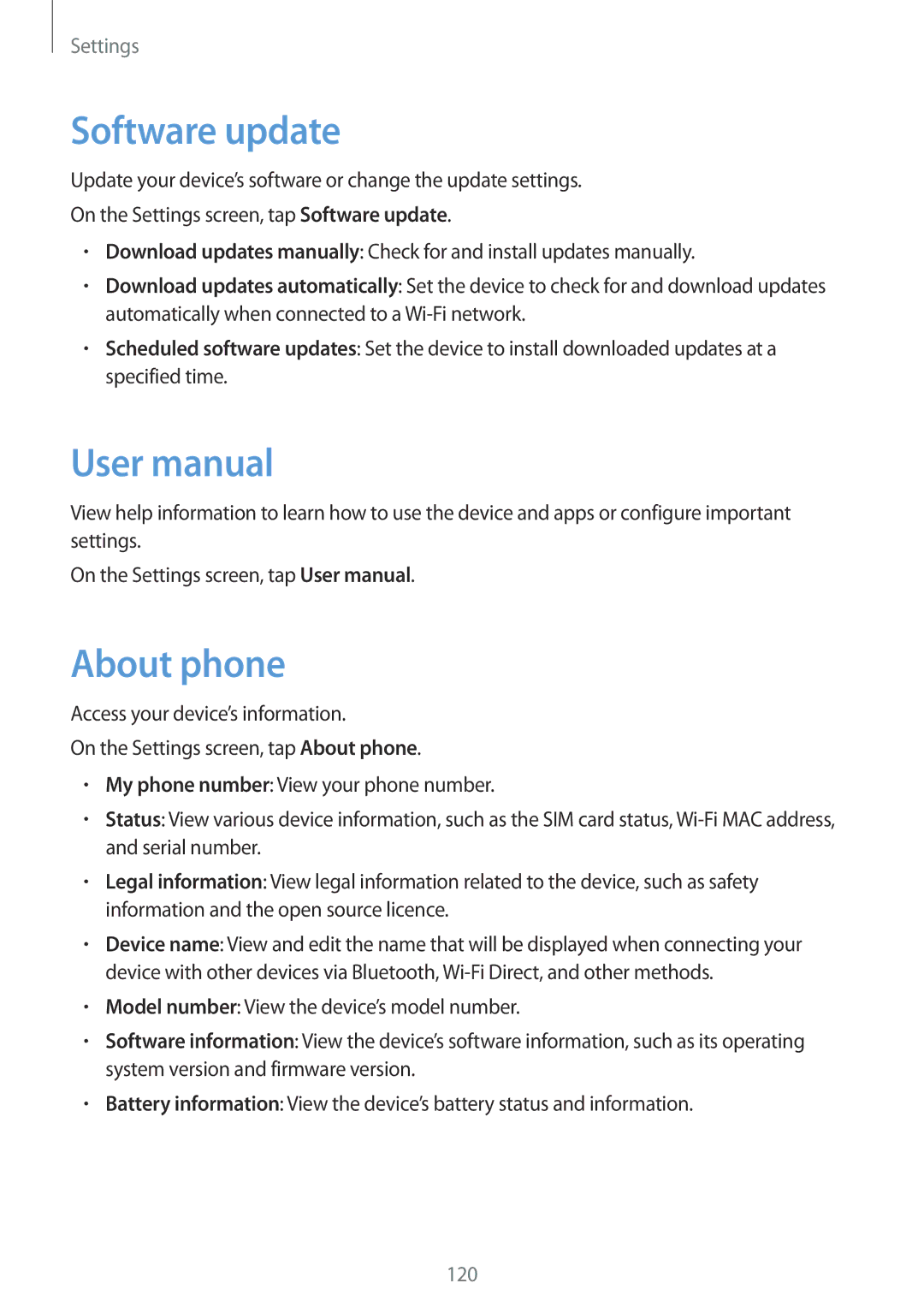 Samsung SM-J330FZSDPHE, SM-J330FZSNDDE, SM-J330FZDNBOG, SM-J330FZKNTCL, SM-J330FZSNCOS manual Software update, About phone 