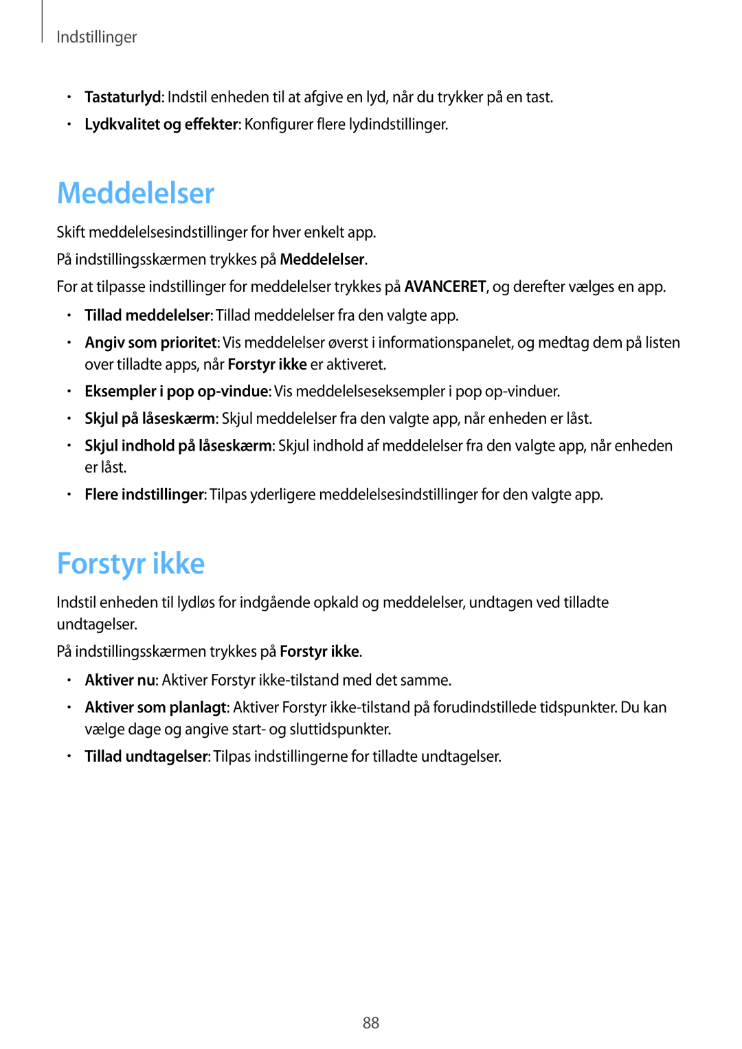 Samsung SM-J500FZKANEE, SM-J500FZDANEE, SM-J500FZWANEE manual Meddelelser, Forstyr ikke 