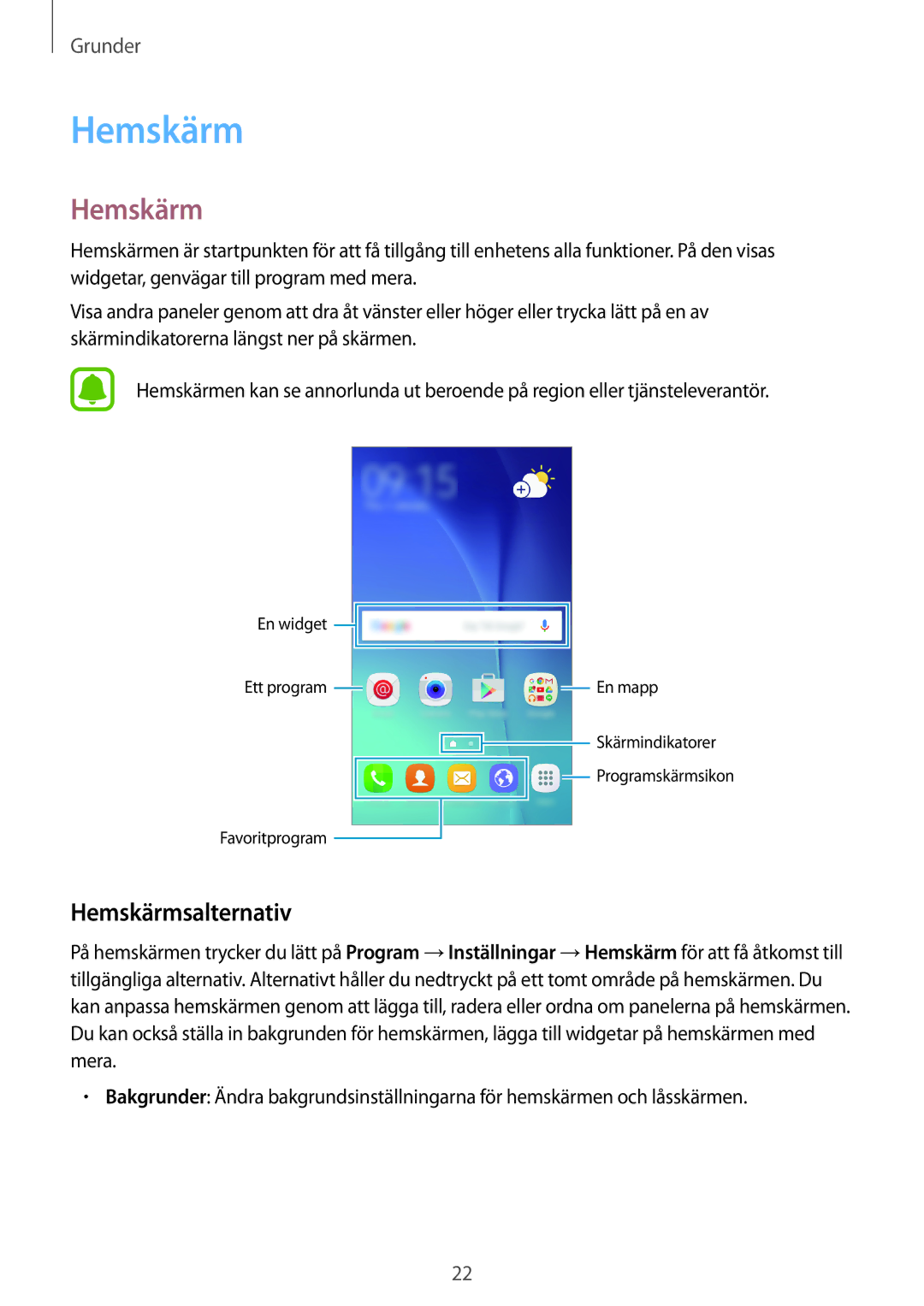 Samsung SM-J500FZKANEE, SM-J500FZDANEE, SM-J500FZWANEE manual Hemskärmsalternativ 