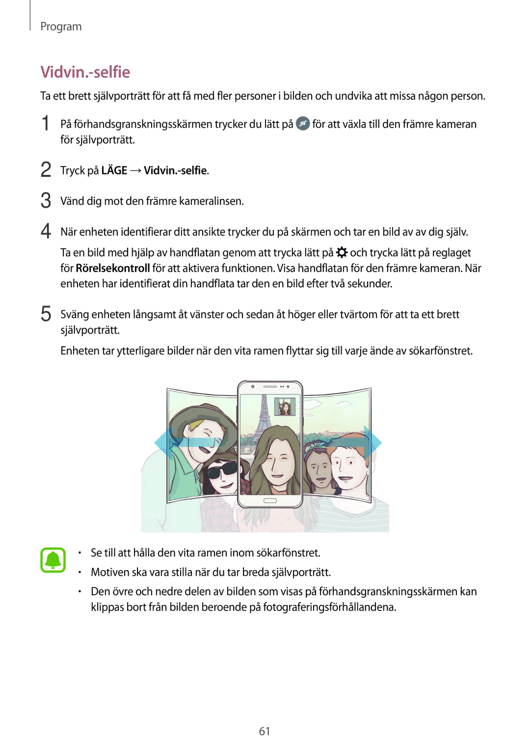 Samsung SM-J500FZKANEE, SM-J500FZDANEE, SM-J500FZWANEE manual Vidvin.-selfie, För självporträtt 