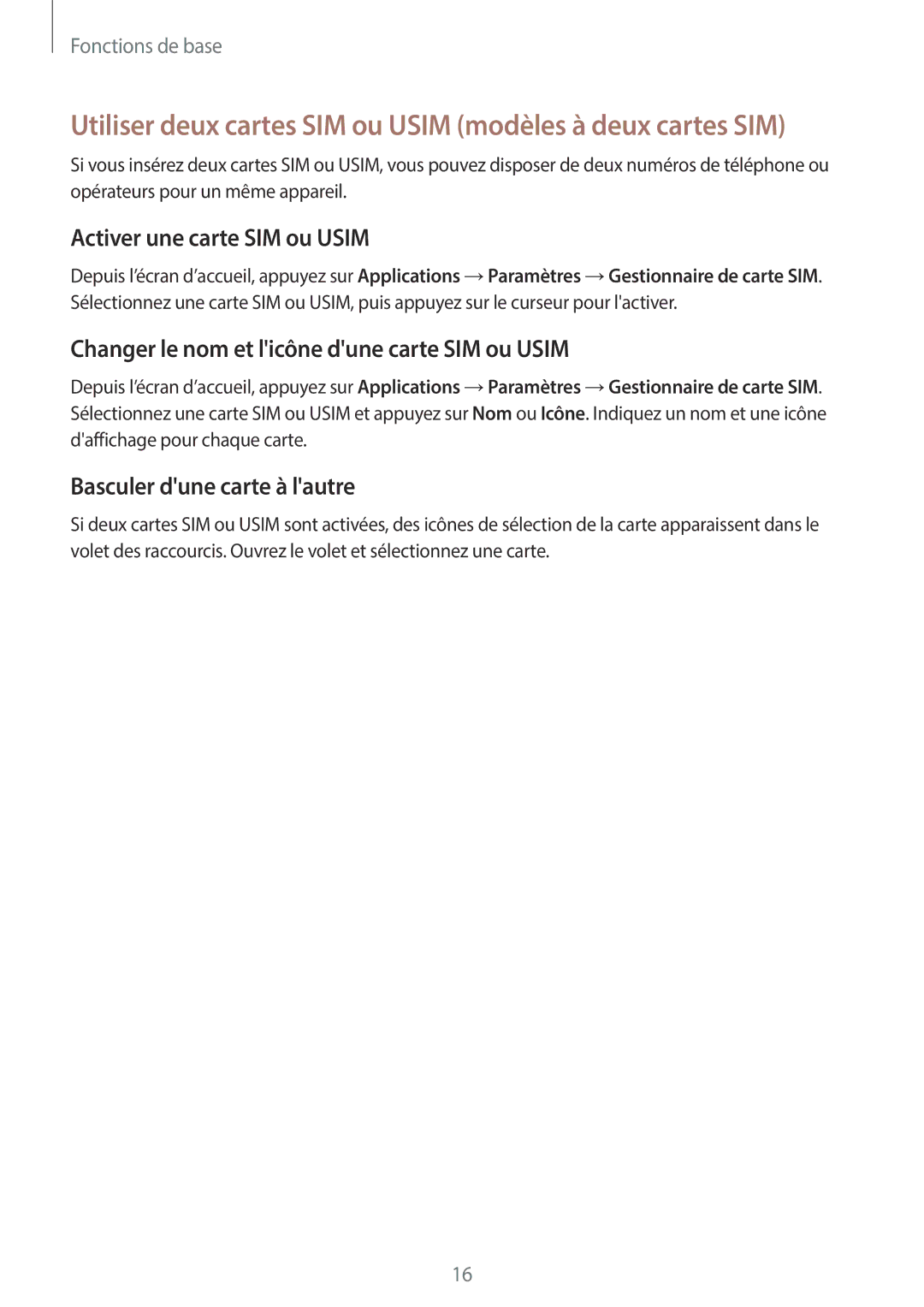 Samsung SM-J500FZKAXEF manual Utiliser deux cartes SIM ou Usim modèles à deux cartes SIM, Activer une carte SIM ou Usim 