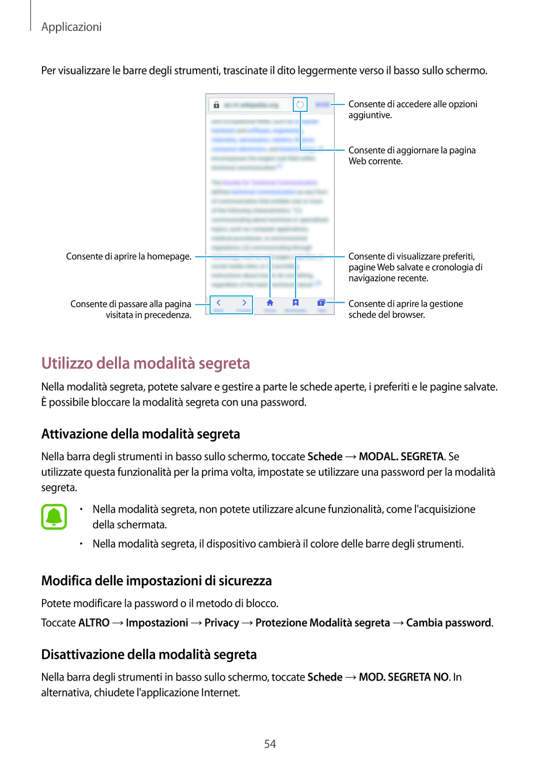 Samsung SM-J500FZDAITV, SM-J500FZKDXEO, SM-J500FZWDAUT Utilizzo della modalità segreta, Attivazione della modalità segreta 