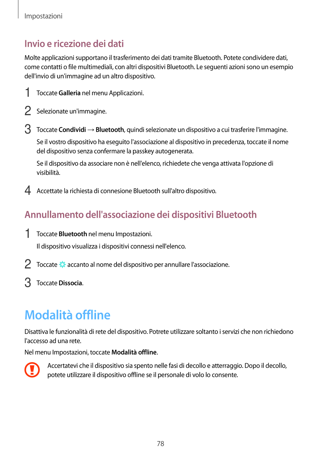 Samsung SM-J500FZWDAUT, SM-J500FZKDXEO, SM-J500FZWDXEO, SM-J500FZKDXEH manual Modalità offline, Invio e ricezione dei dati 