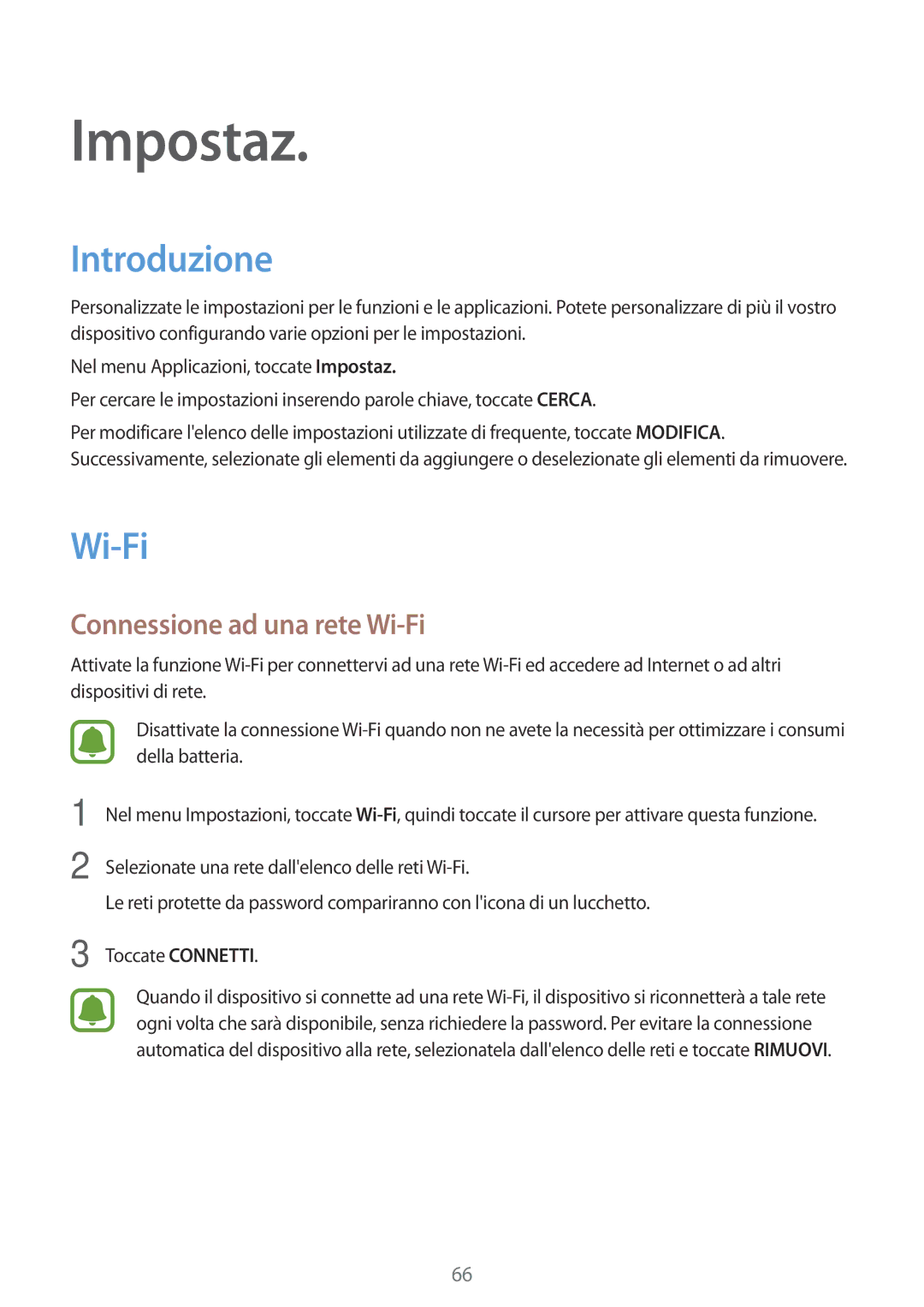 Samsung SM-J500FZKDXEH, SM-J500FZKDXEO, SM-J500FZWDAUT, SM-J500FZWDXEO manual Introduzione, Connessione ad una rete Wi-Fi 