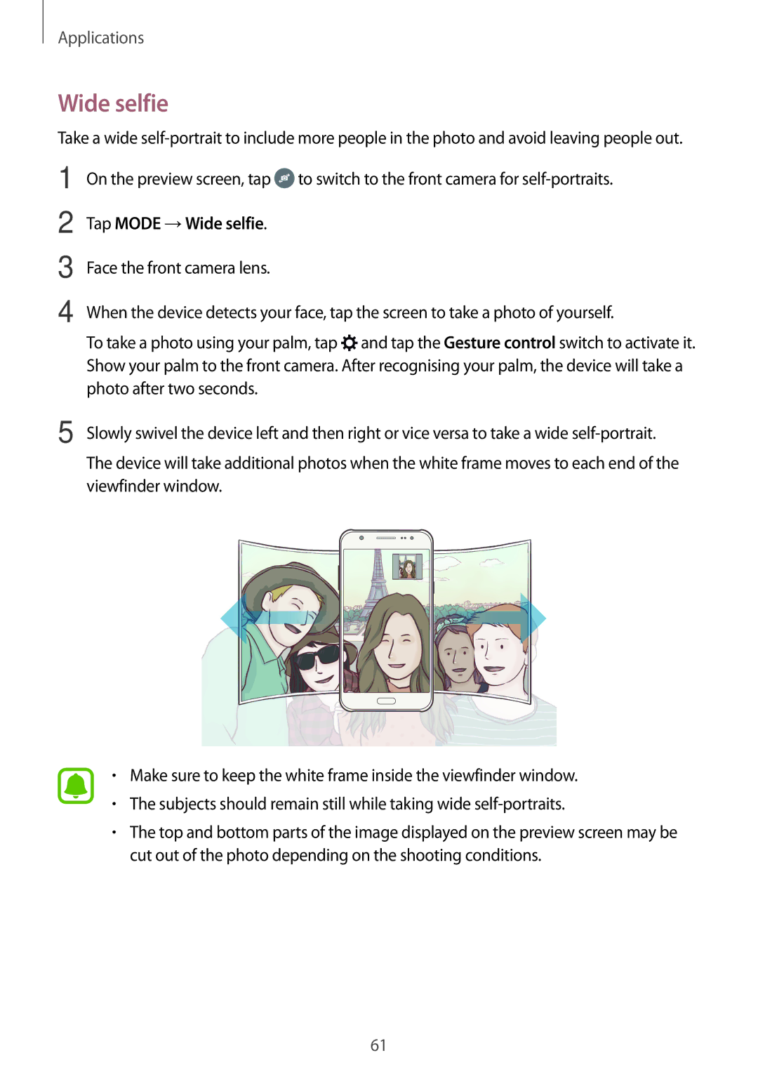 Samsung SM-J700FZWDKSA, SM-J500FZWASEB, SM-J500FZWAEUR, SM-J500FZWADBT, SM-J500FZWAATO manual Tap Mode →Wide selfie 