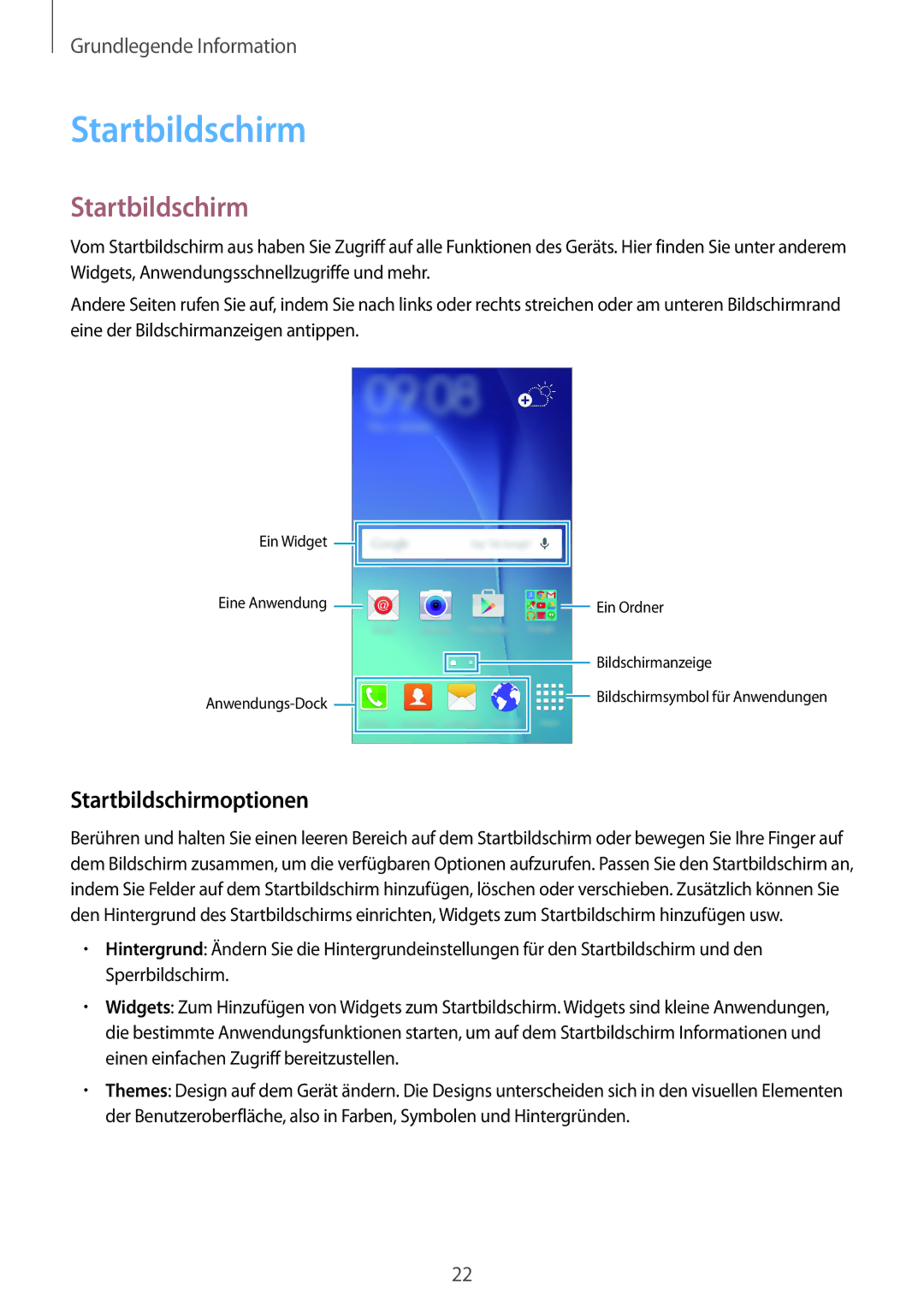 Samsung SM-J500FZKDTPH, SM-J500FZWASEB, SM-J500FZWAEUR, SM-J500FZWADBT, SM-J500FZWAATO manual Startbildschirmoptionen 