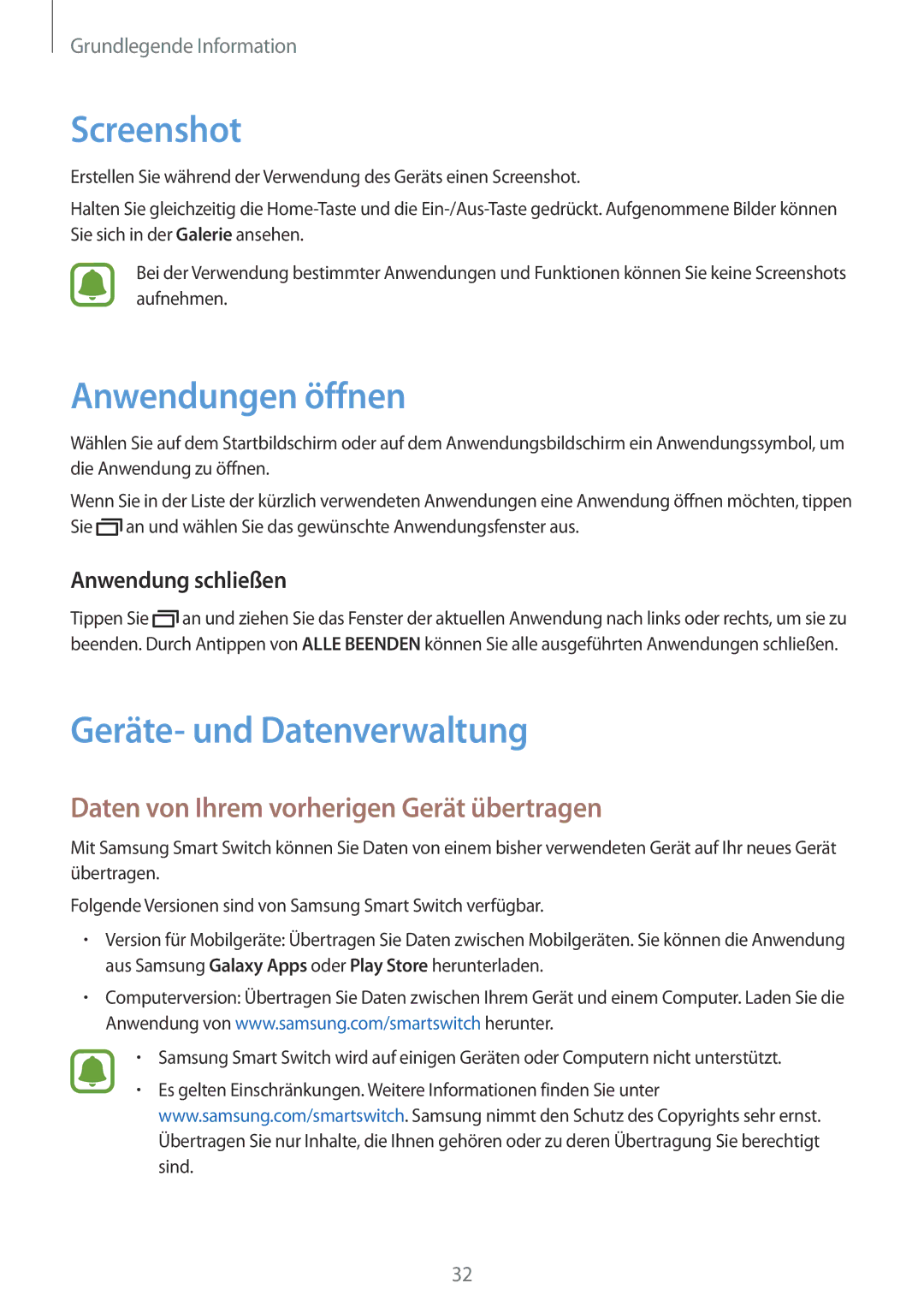 Samsung SM-J500FZKAOPT, SM-J500FZWASEB Screenshot, Anwendungen öffnen, Geräte- und Datenverwaltung, Anwendung schließen 