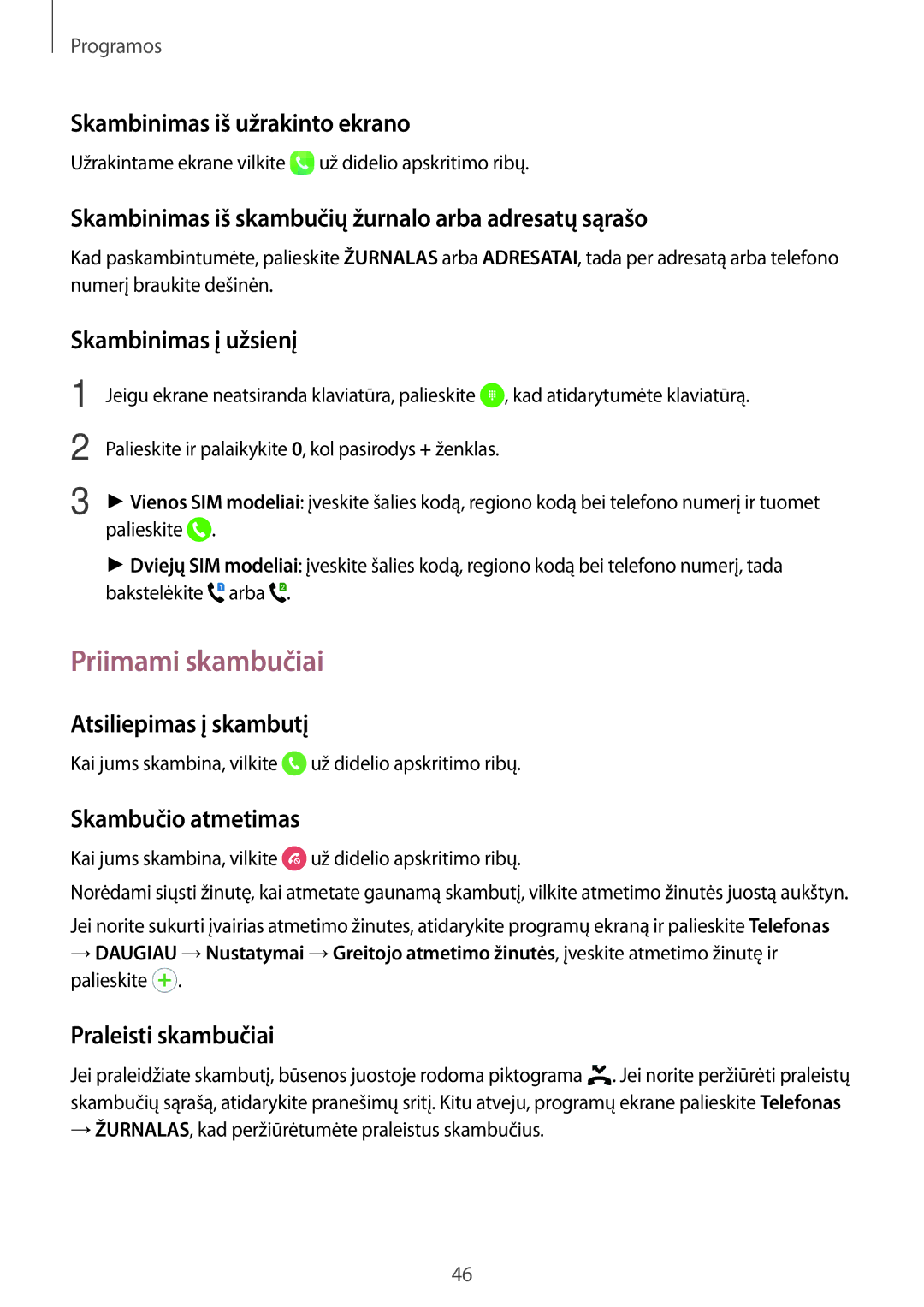 Samsung SM-J500FZWASEB manual Priimami skambučiai 