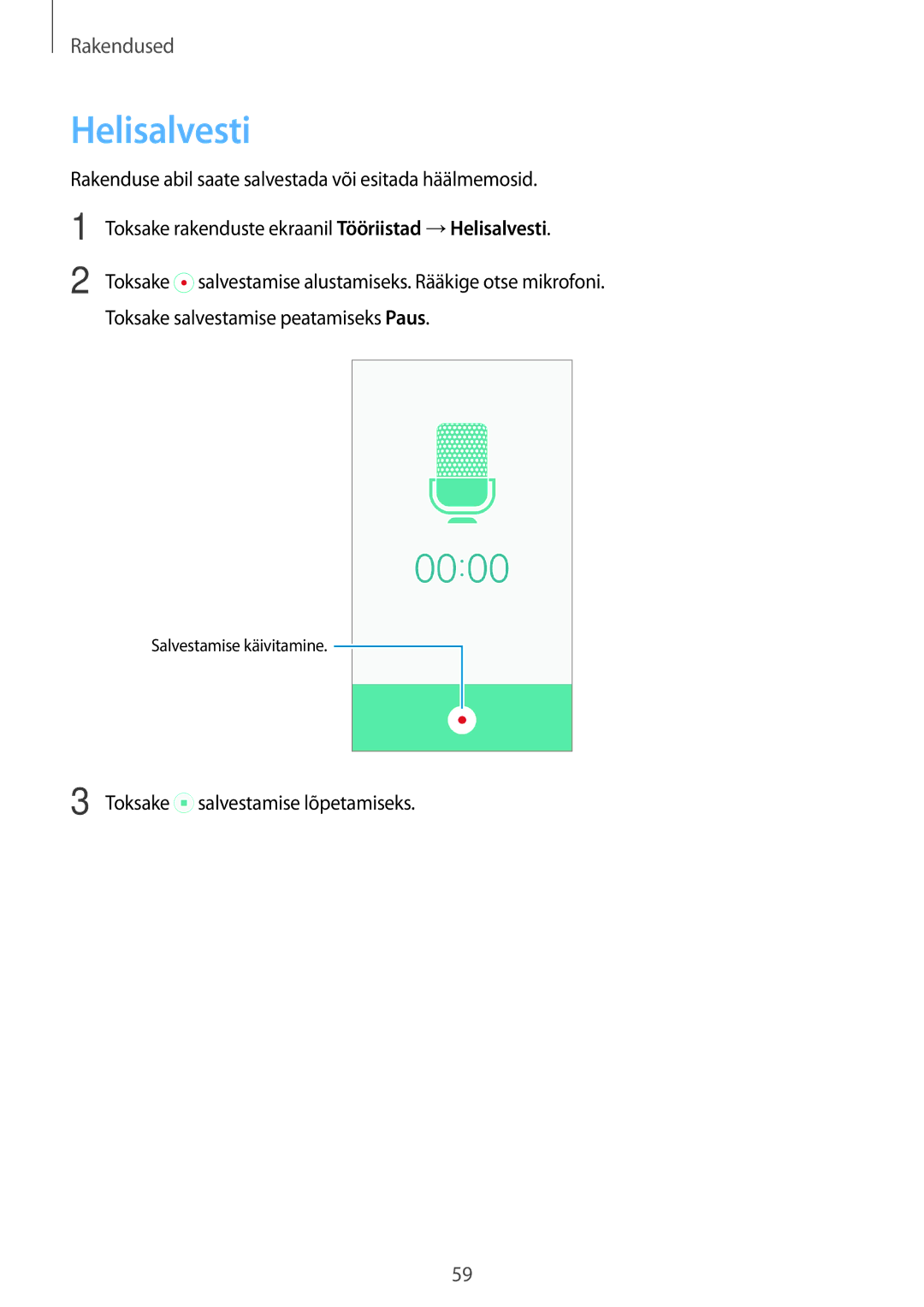 Samsung SM-J500FZWASEB manual Helisalvesti 