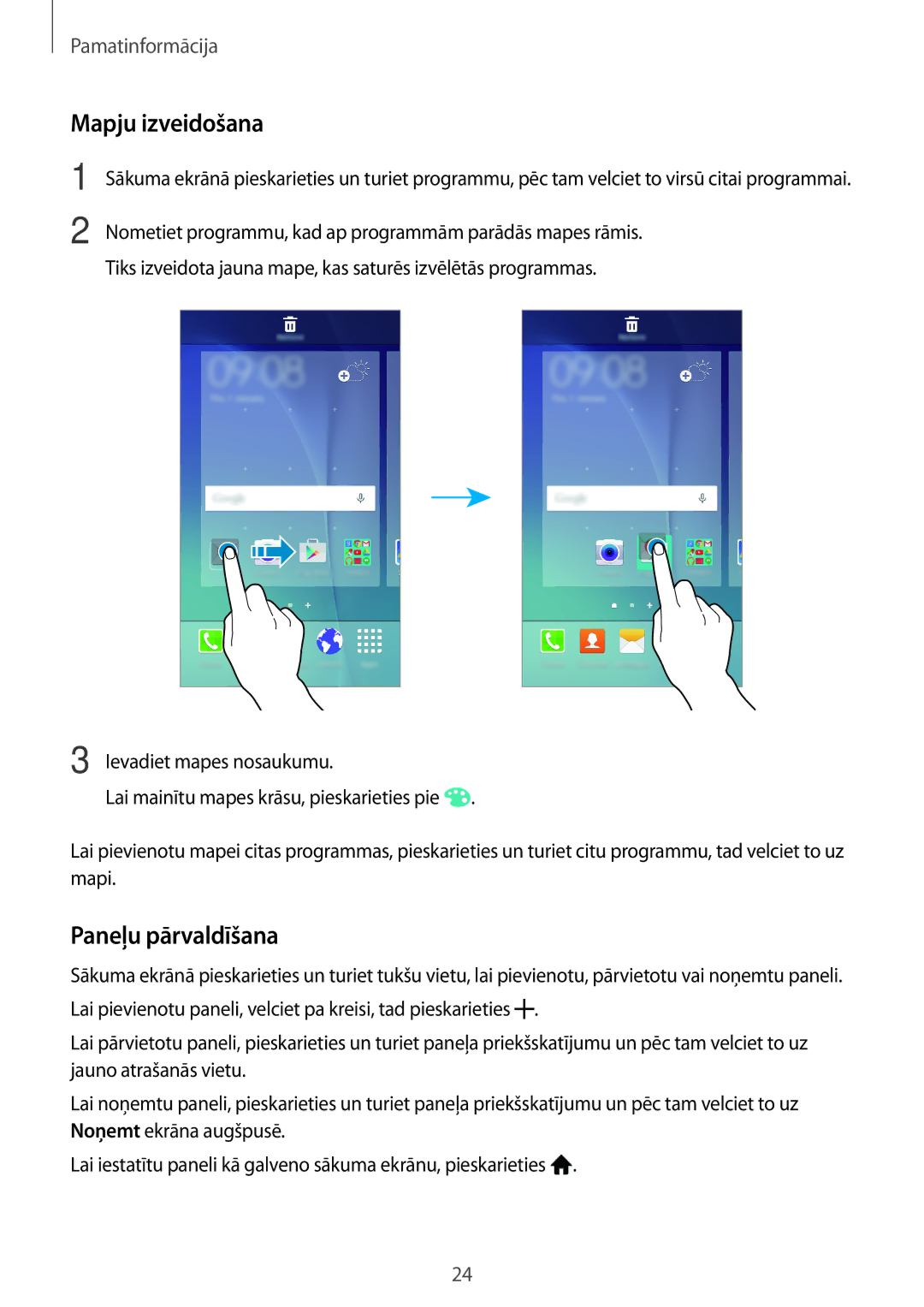 Samsung SM-J500FZWASEB manual Mapju izveidošana, Paneļu pārvaldīšana 