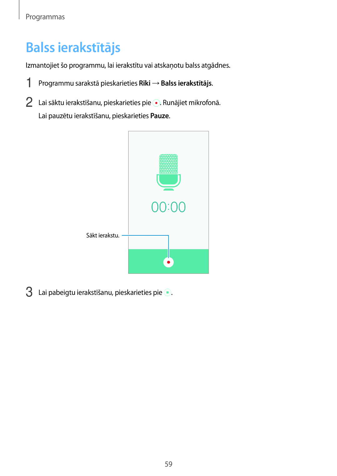 Samsung SM-J500FZWASEB manual Balss ierakstītājs 