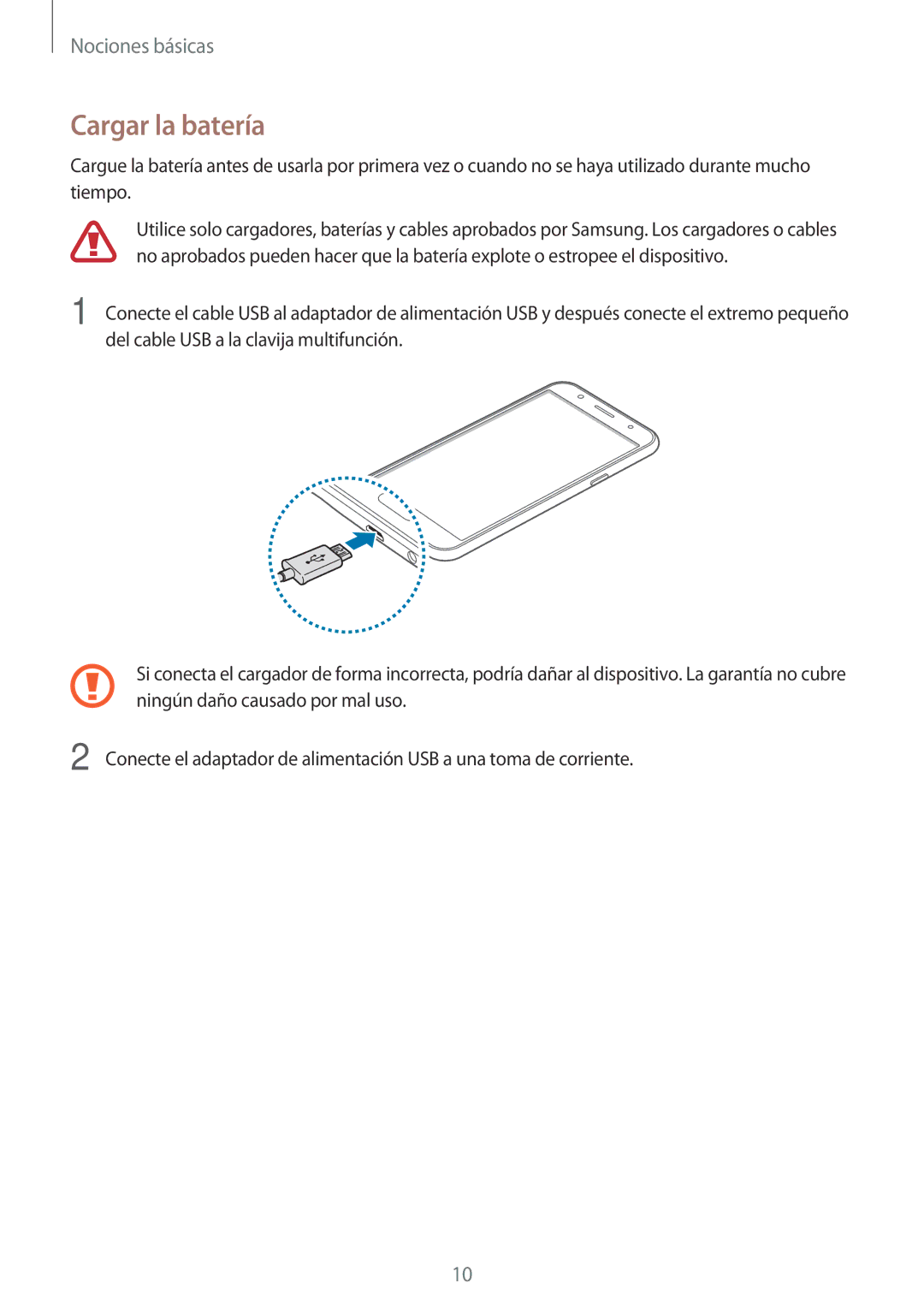 Samsung SM-J500FZDDETL, SM-J500FZWDTPH, SM-J500FZKDTPH, SM-J500FZDDTPH, SM-J500FZKDMWD, SM-J500FZWAPHE manual Cargar la batería 