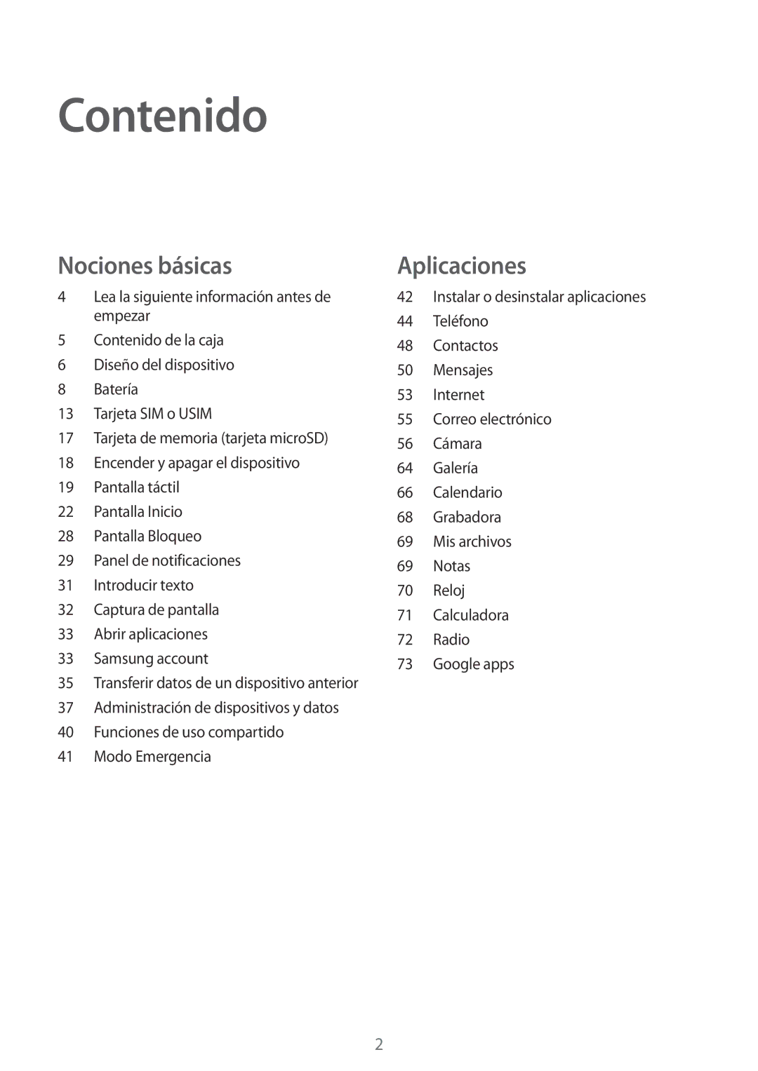 Samsung SM-J500FZDDTPH, SM-J500FZWDTPH, SM-J500FZKDTPH, SM-J500FZKDMWD, SM-J500FZWAPHE, SM-J500FZDAPHE manual Contenido 