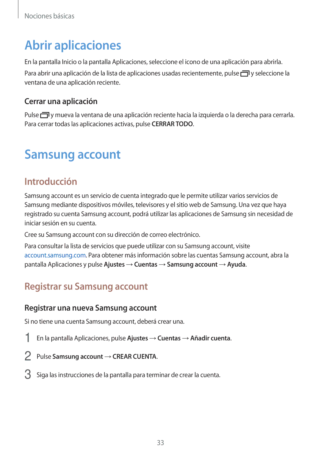 Samsung SM-J500FZWDTPH, SM-J500FZKDTPH, SM-J500FZDDTPH Abrir aplicaciones, Introducción, Registrar su Samsung account 