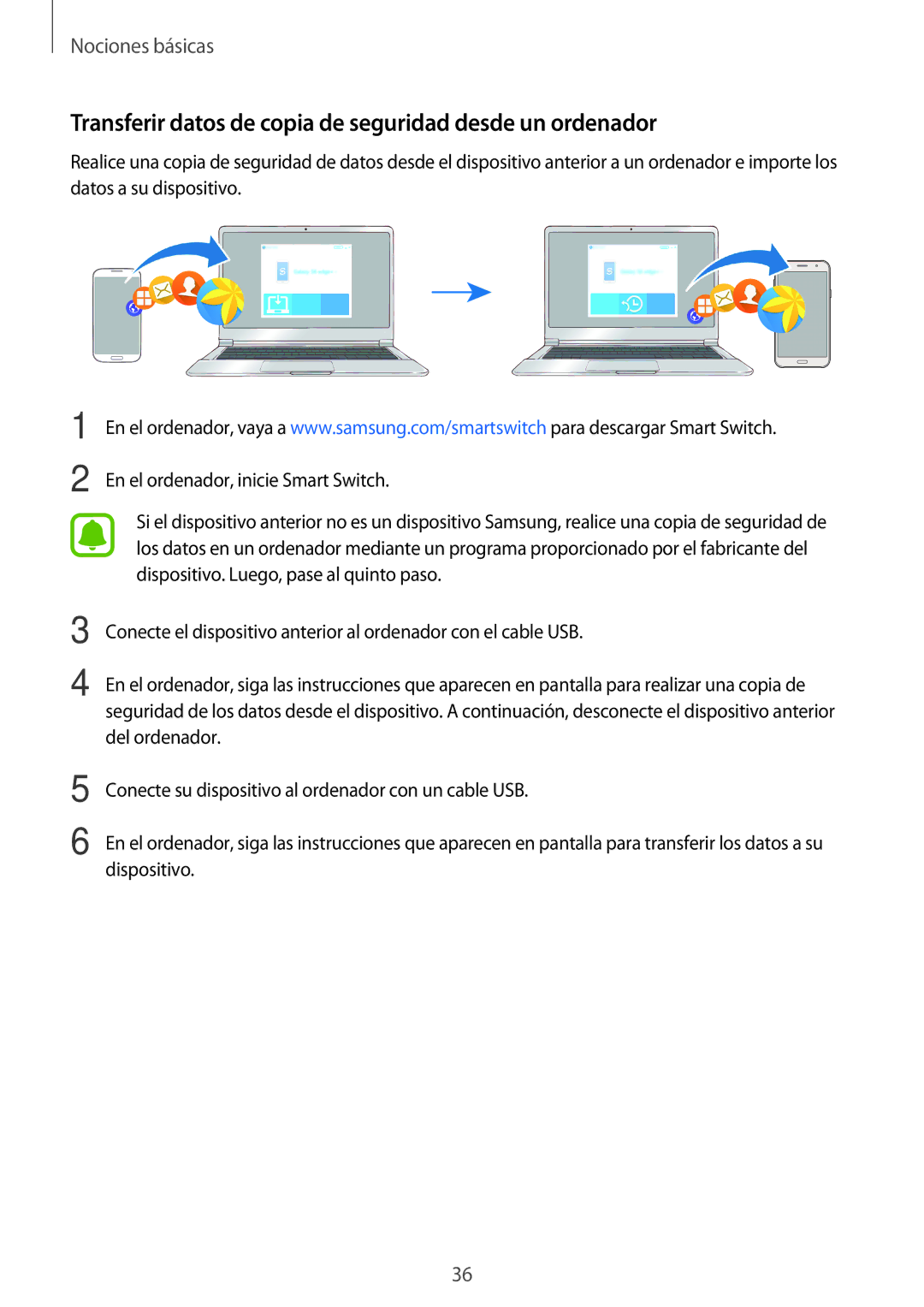 Samsung SM-J500FZKDMWD, SM-J500FZWDTPH, SM-J500FZKDTPH manual Transferir datos de copia de seguridad desde un ordenador 