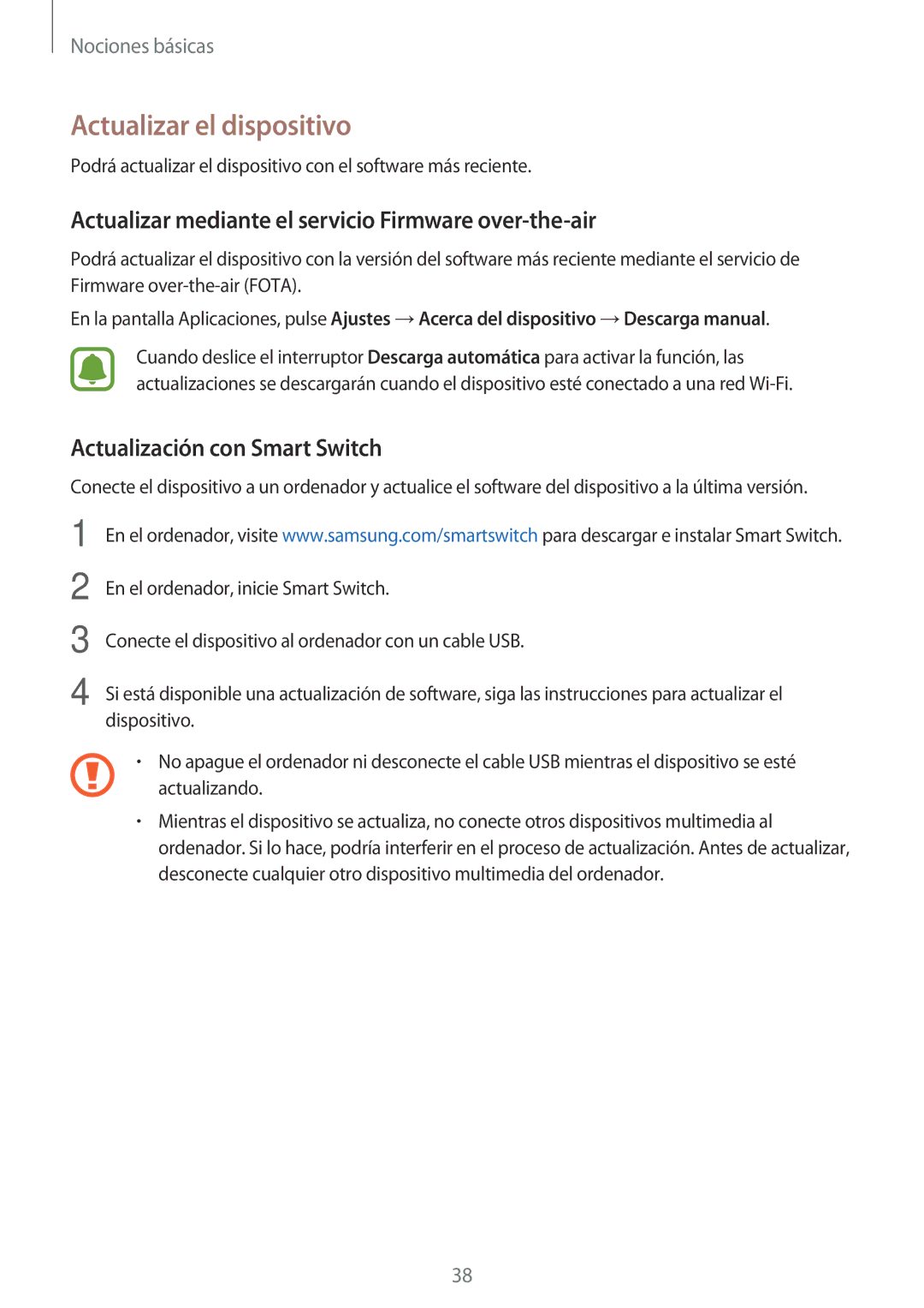 Samsung SM-J500FZDAPHE, SM-J500FZWDTPH Actualizar el dispositivo, Actualizar mediante el servicio Firmware over-the-air 