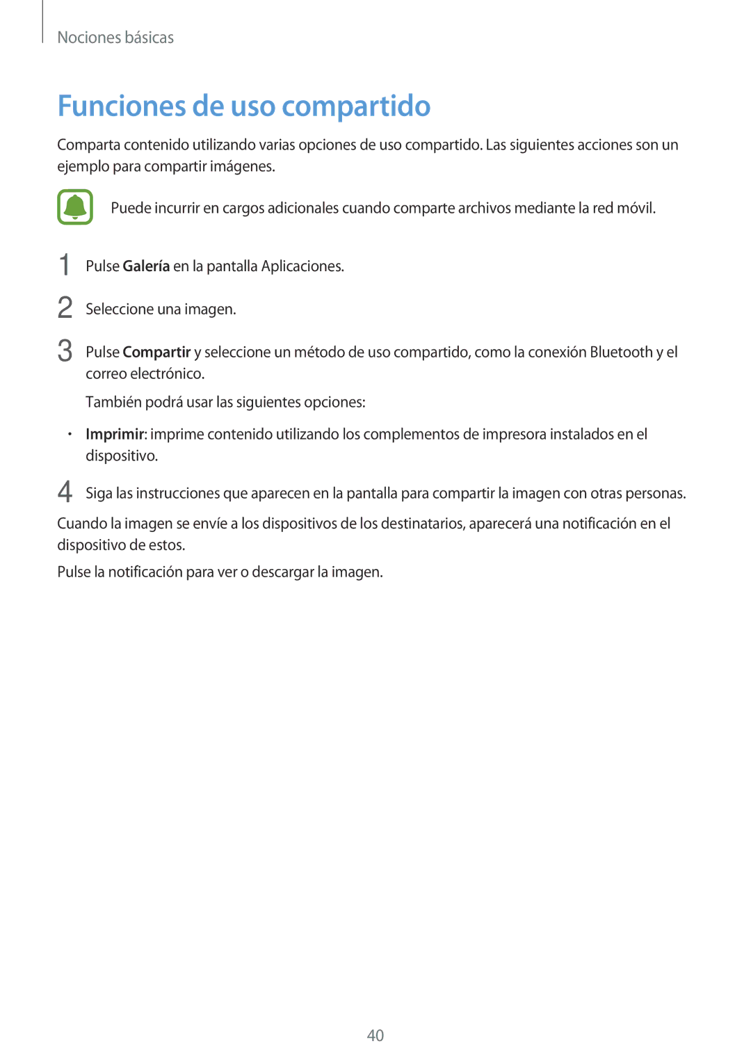 Samsung SM-J500FZWDROM, SM-J500FZWDTPH, SM-J500FZKDTPH, SM-J500FZDDTPH, SM-J500FZKDMWD manual Funciones de uso compartido 