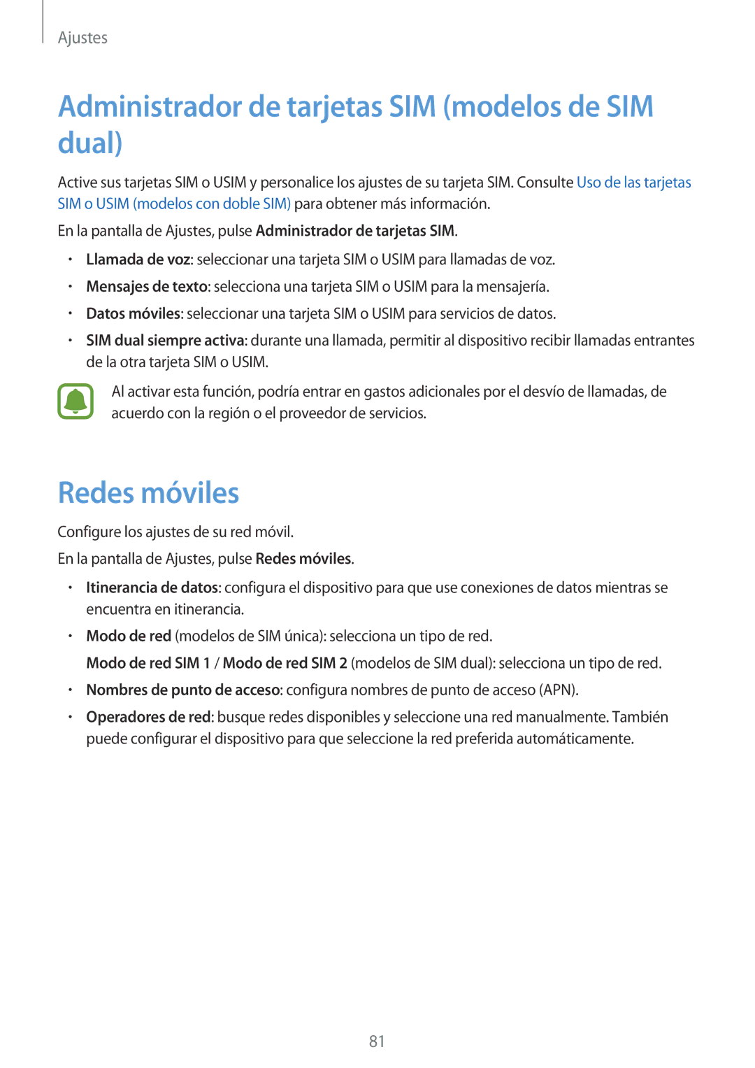 Samsung SM-J500FZWAPHE, SM-J500FZWDTPH, SM-J500FZKDTPH Administrador de tarjetas SIM modelos de SIM dual, Redes móviles 