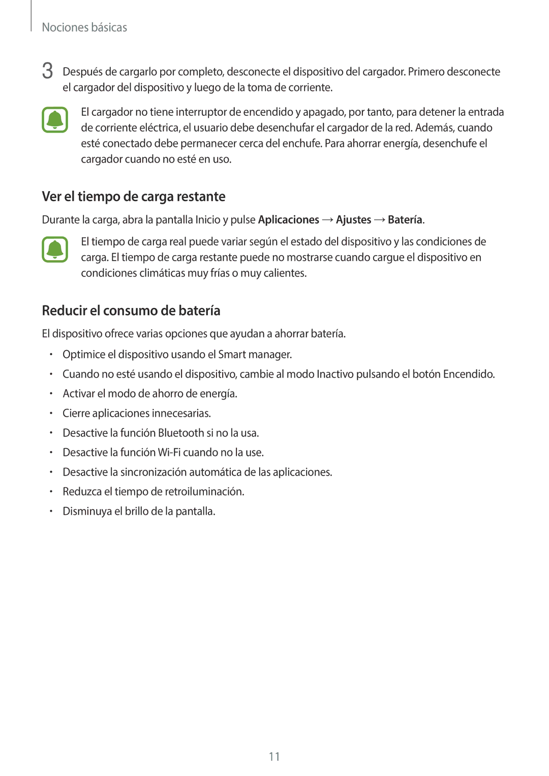 Samsung SM-J500FZWDTPH, SM-J500FZKDTPH, SM-J500FZDDTPH manual Ver el tiempo de carga restante, Reducir el consumo de batería 