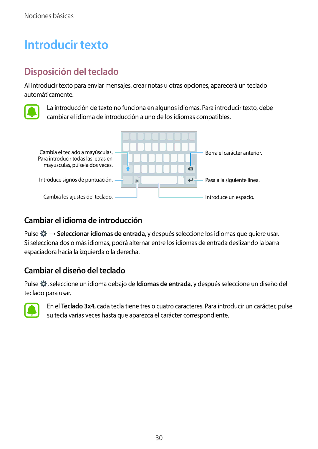 Samsung SM-J500FZWDMWD, SM-J500FZWDTPH manual Introducir texto, Disposición del teclado, Cambiar el idioma de introducción 