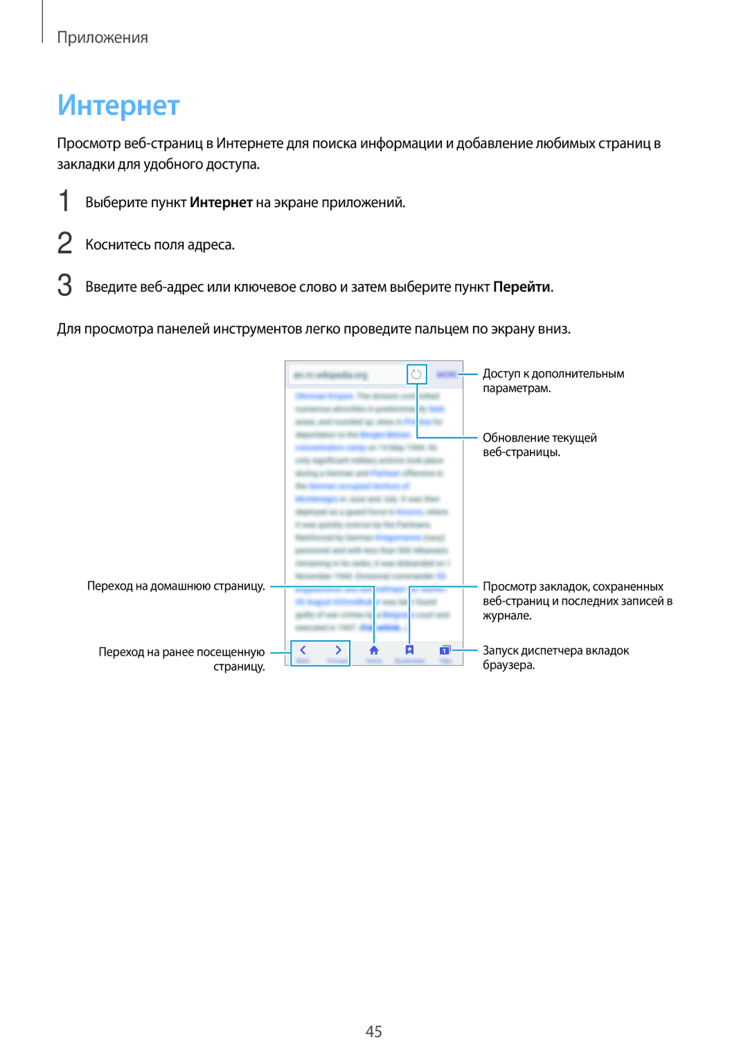 Samsung SM-J500HZWDSER, SM-J500HZKDSEK, SM-J500HZDDSER, SM-J500HZKDSER, SM-J500HZDDSEK, SM-J500HZWDSEK Интернет, Веб-страницы 