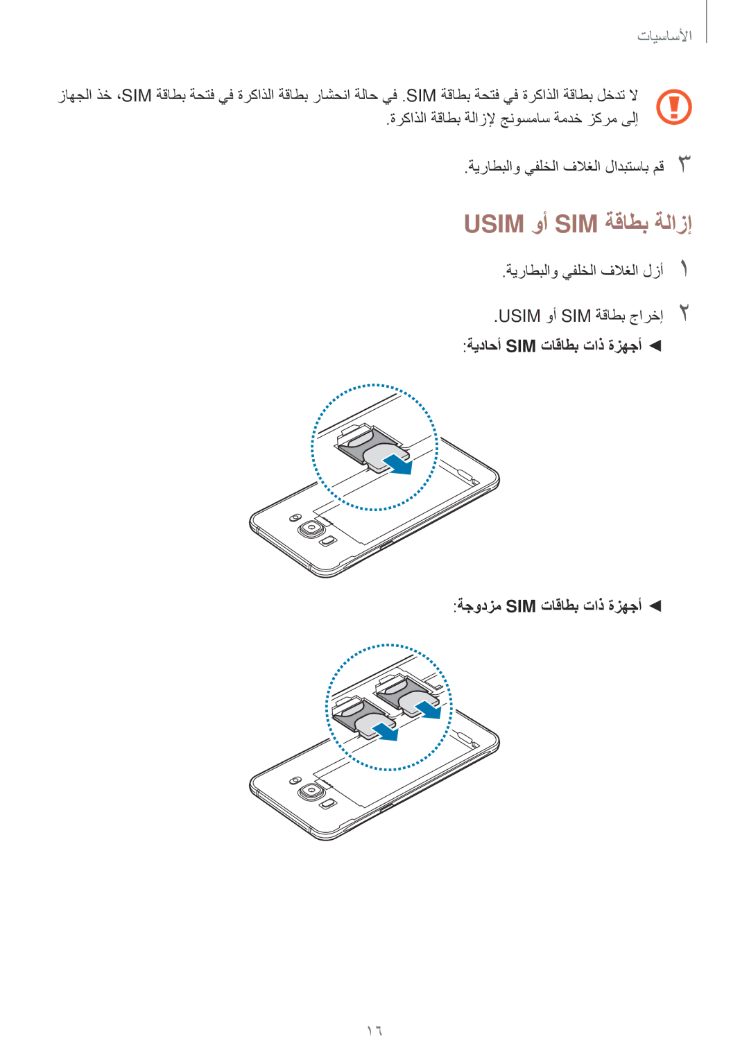 Samsung SM-J710FZWDKSA, SM-J510FZDDKSA Usim وأ SIM ةقاطب ةلازإ, ةيداحأ Sim تاقاطب تاذ ةزهجأ ةجودزم Sim تاقاطب تاذ ةزهجأ 