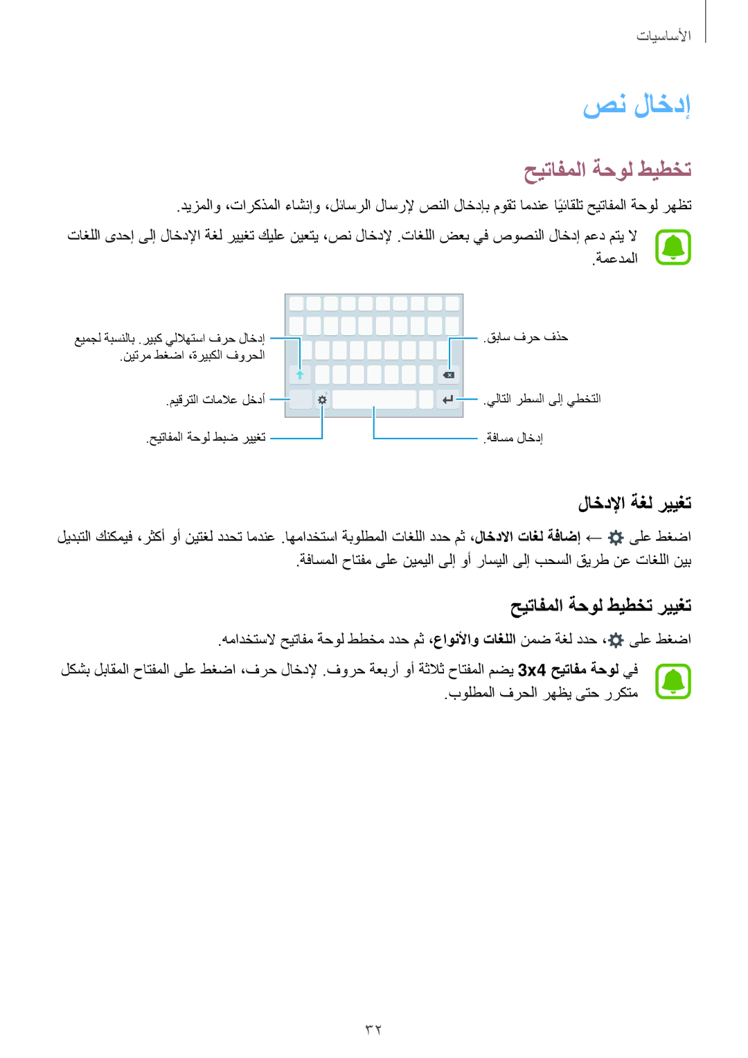 Samsung SM-J710FZDDKSA, SM-J510FZDDKSA, SM-J710FZKDKSA manual صن لاخدإ, لاخدلإا ةغل رييغت, حيتافملا ةحول طيطخت رييغت 