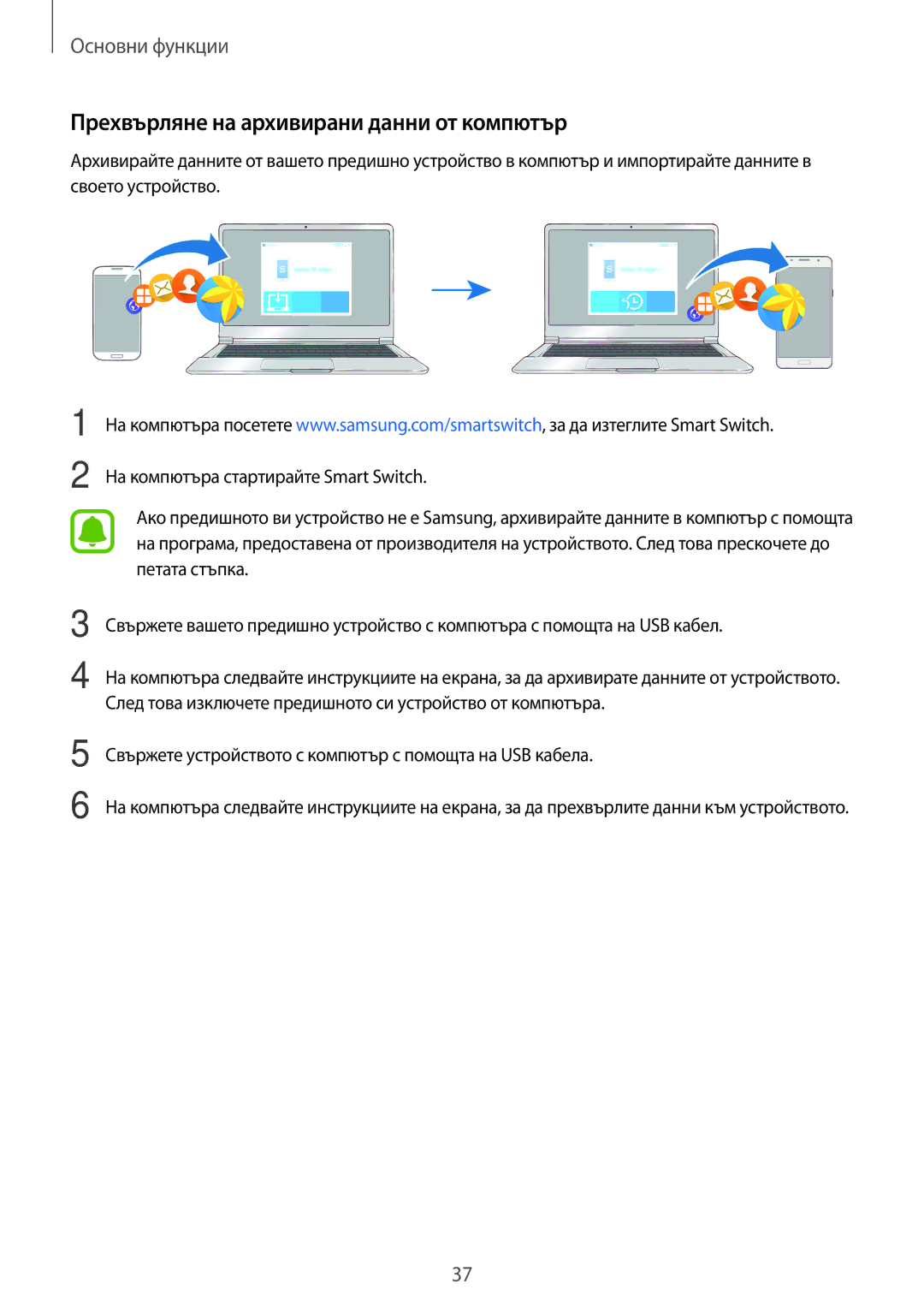 Samsung SM-J510FZDNBGL manual Прехвърляне на архивирани данни от компютър 