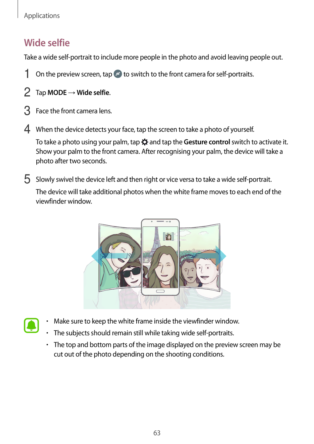 Samsung SM-J510FZKNPRT, SM-J510FZKNOPT, SM-J510FZDNMEO, SM-J510FZDNATO, SM-J510FZDNEUR manual Tap Mode →Wide selfie 