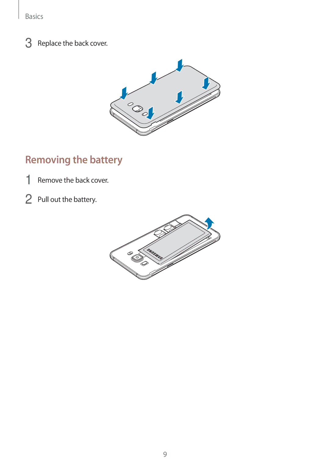 Samsung SM-J510FZKNMEO, SM-J510FZKNOPT, SM-J510FZDNMEO, SM-J510FZDNATO, SM-J510FZDNEUR, SM-J510FZDNVGR Removing the battery 