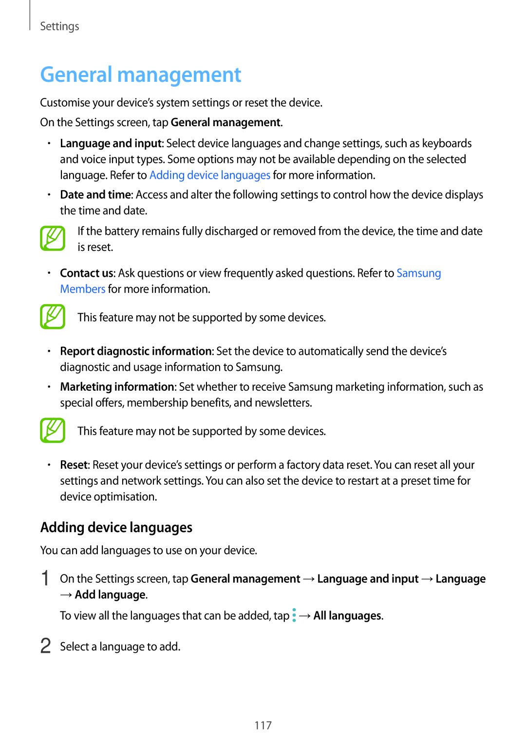 Samsung SM-J710FZDAILO, SM-J510FZKNOPT, SM-J510FZDNMEO manual General management, Adding device languages, → Add language 