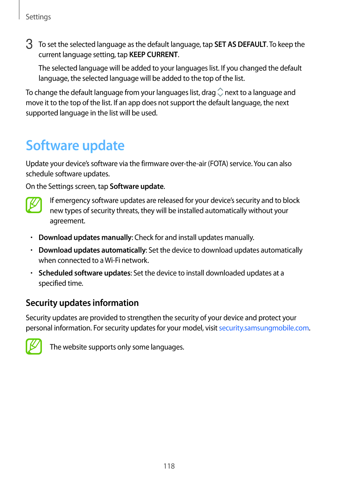 Samsung SM-J710FZDAPTR, SM-J510FZKNOPT, SM-J510FZDNMEO, SM-J510FZDNATO manual Software update, Security updates information 