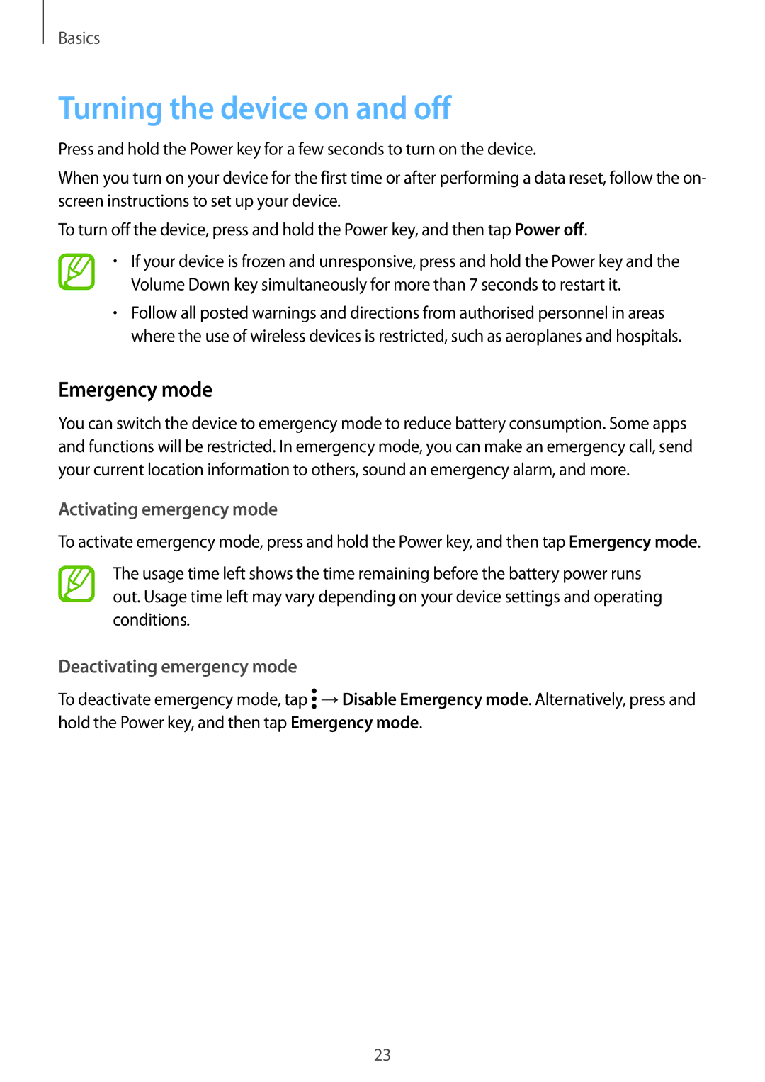 Samsung SM2J510FZKNDDE, SM-J510FZKNOPT, SM-J510FZDNMEO, SM-J510FZDNATO manual Turning the device on and off, Emergency mode 