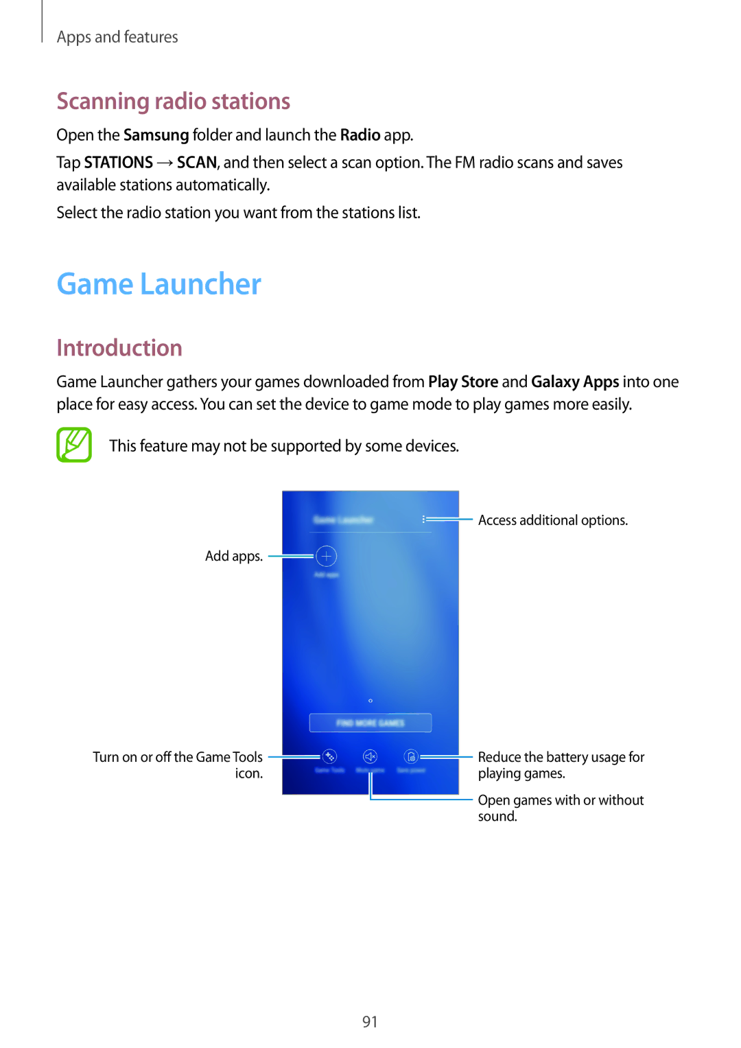 Samsung SM-J510FZKNTTR, SM-J510FZKNOPT, SM-J510FZDNMEO, SM-J510FZDNATO, SM-J510FZDNEUR Game Launcher, Scanning radio stations 