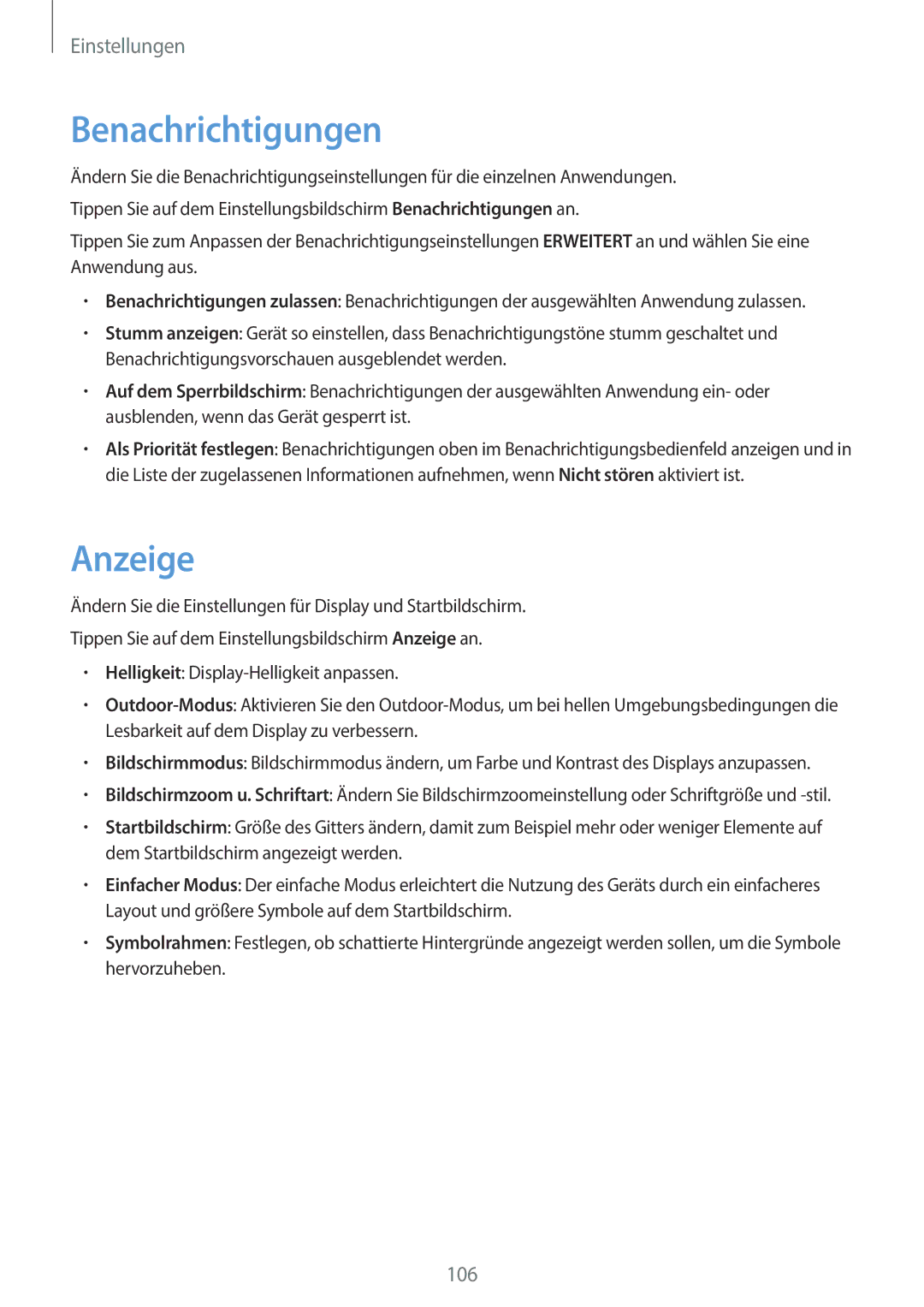 Samsung SM-J510FZKNCOS, SM-J510FZKNOPT, SM-J510FZDNMEO, SM-J510FZDNATO, SM-J510FZDNEUR manual Benachrichtigungen, Anzeige 