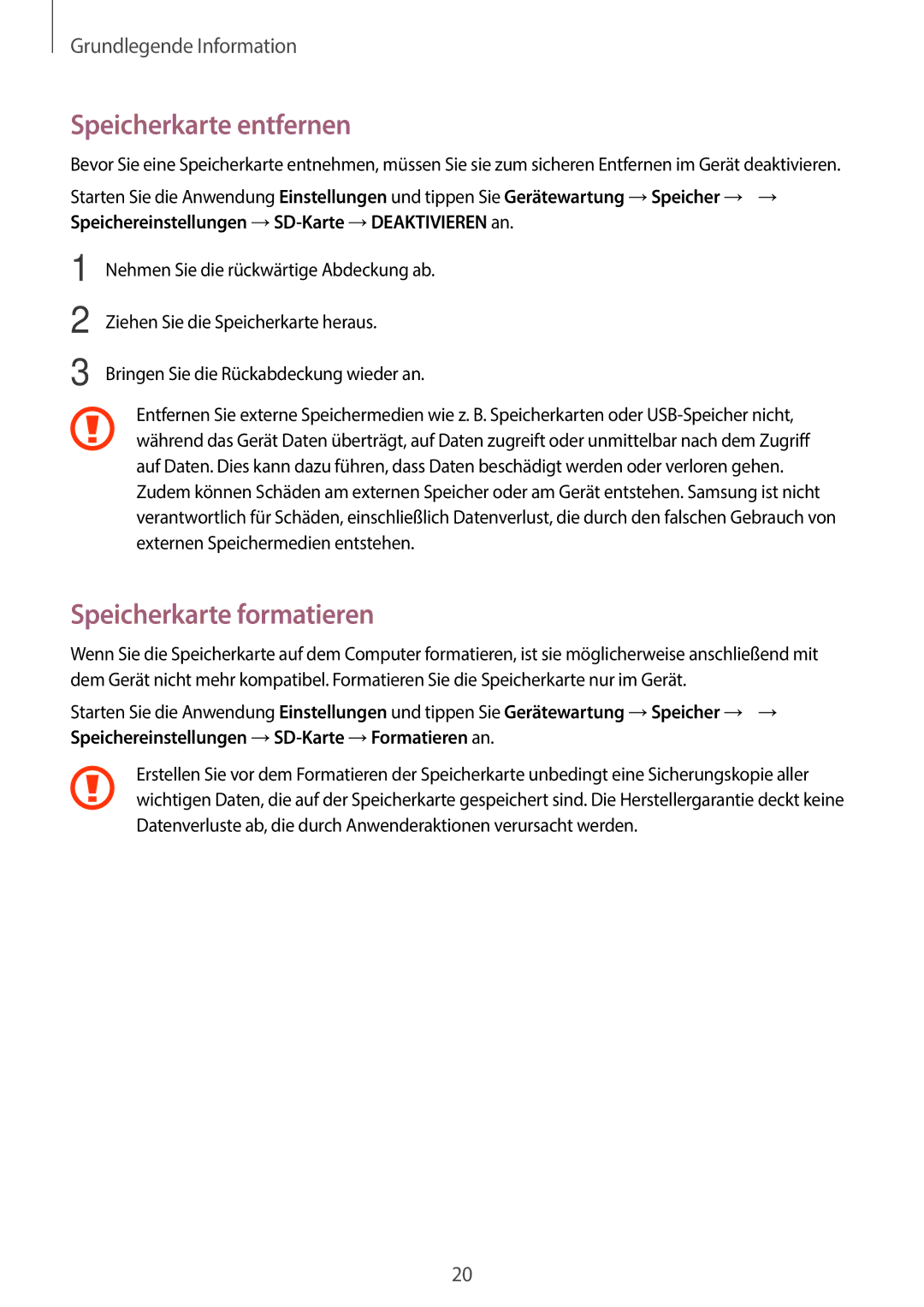 Samsung SM-J510FZKNVGR, SM-J510FZKNOPT, SM-J510FZDNMEO, SM-J510FZDNATO Speicherkarte entfernen, Speicherkarte formatieren 