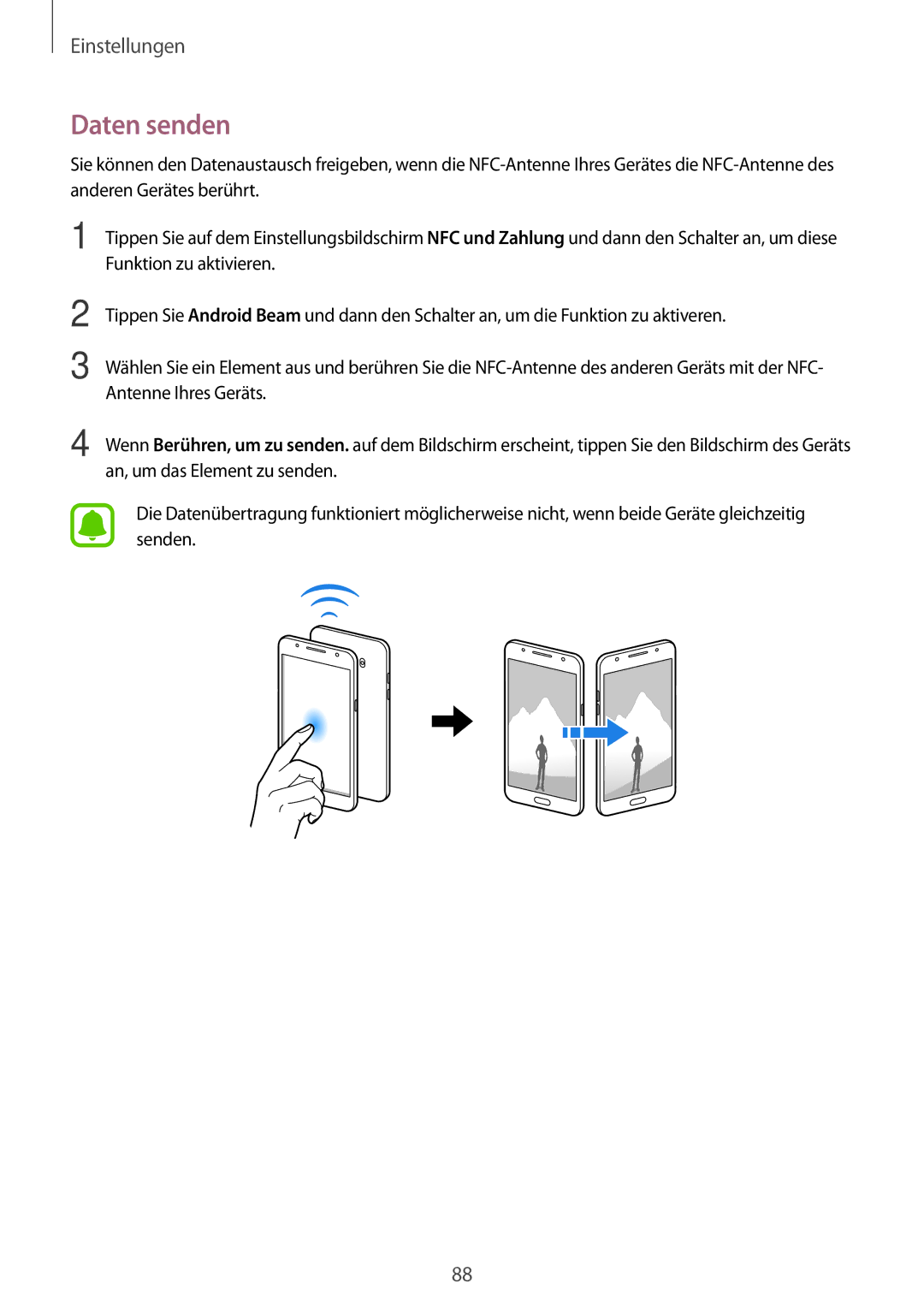 Samsung SM-J510FZDNDDE, SM-J510FZKNOPT, SM-J510FZDNMEO, SM-J510FZDNATO, SM-J510FZDNEUR, SM-J510FZDNVGR manual Daten senden 