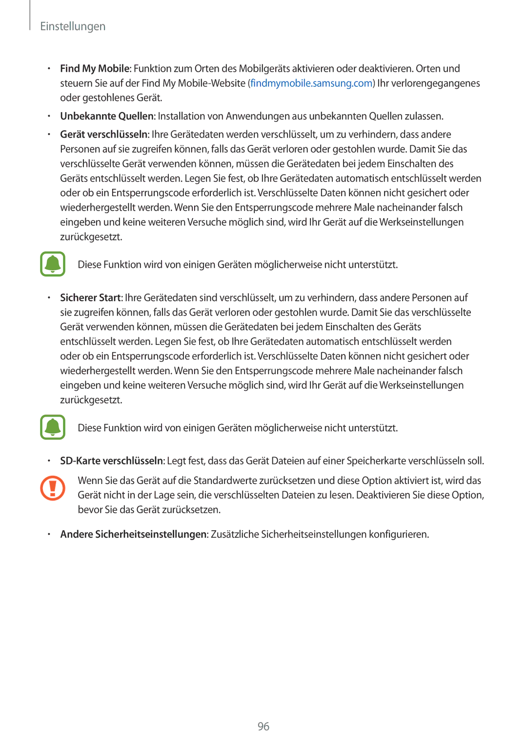 Samsung SM-J510FZWNXEF, SM-J510FZKNOPT, SM-J510FZDNMEO, SM-J510FZDNATO, SM-J510FZDNEUR, SM-J510FZDNVGR manual Einstellungen 