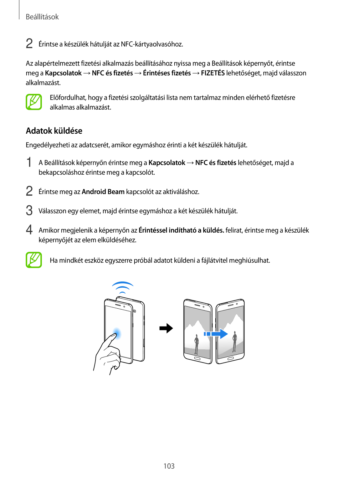 Samsung SM-J510FZWUXEH, SM-J510FZKNPAN, SM-J510FZDNPAN, SM-J510FZDUXEH, SM-J510FZKUXEH manual Adatok küldése 